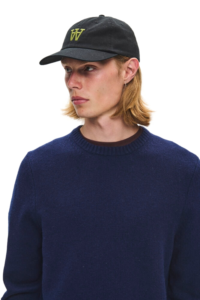 Blå Wood Wood WW Tal Crew Neck genser med rund hals, mykt bomullsmateriale og komfortabel passform.