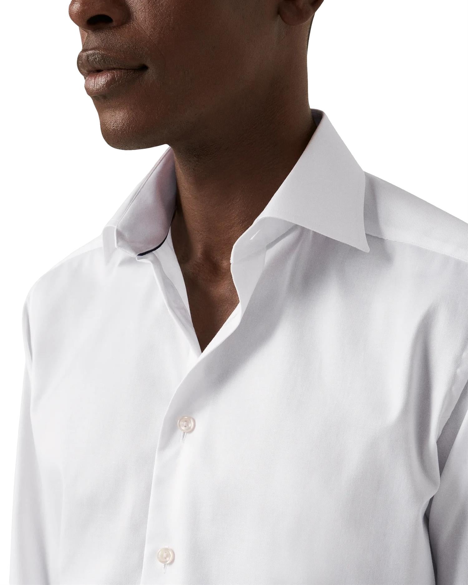 Eton 3000 Slim White Signature Twill Shirt Skjorte Hvit - modostore.no