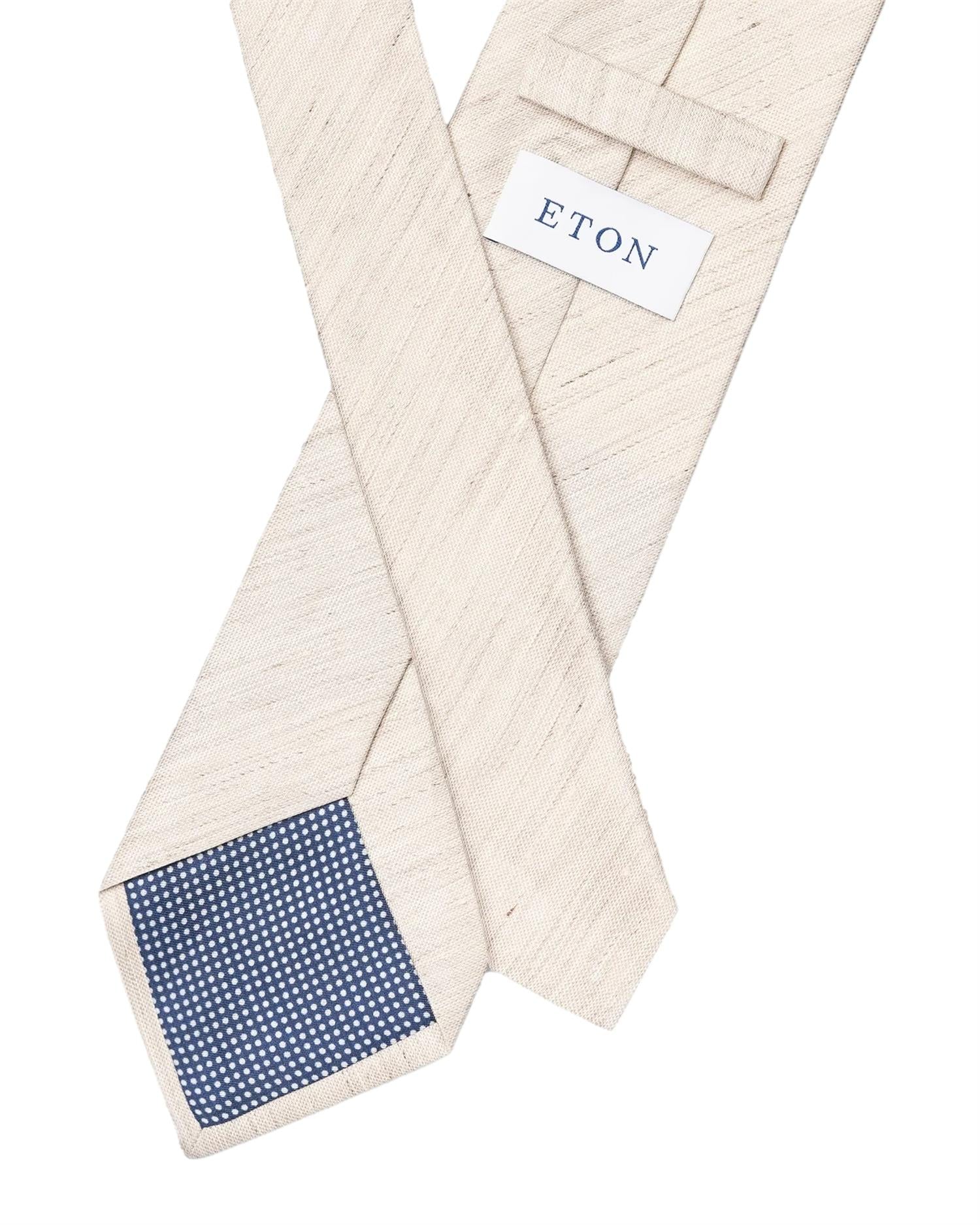 Eton Solid Silk Linen Tie Slips Beige - modostore.no
