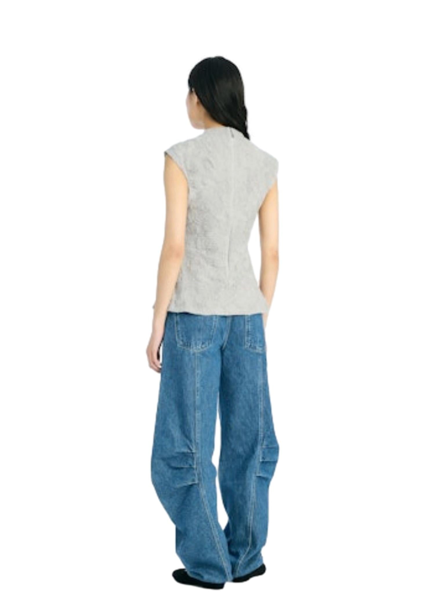 ROTATE Mesh Sleeveless Top Topp Grå