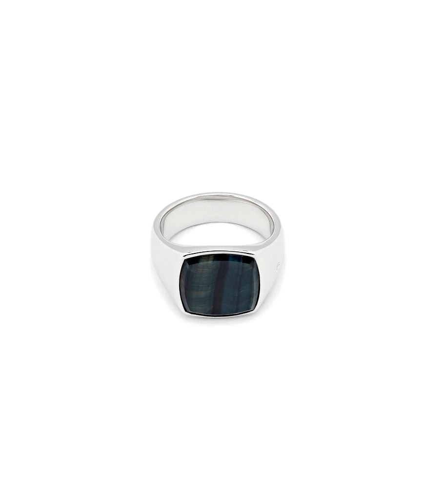 Tom Wood Cushion Blue Hawk Eye Ring Sølv