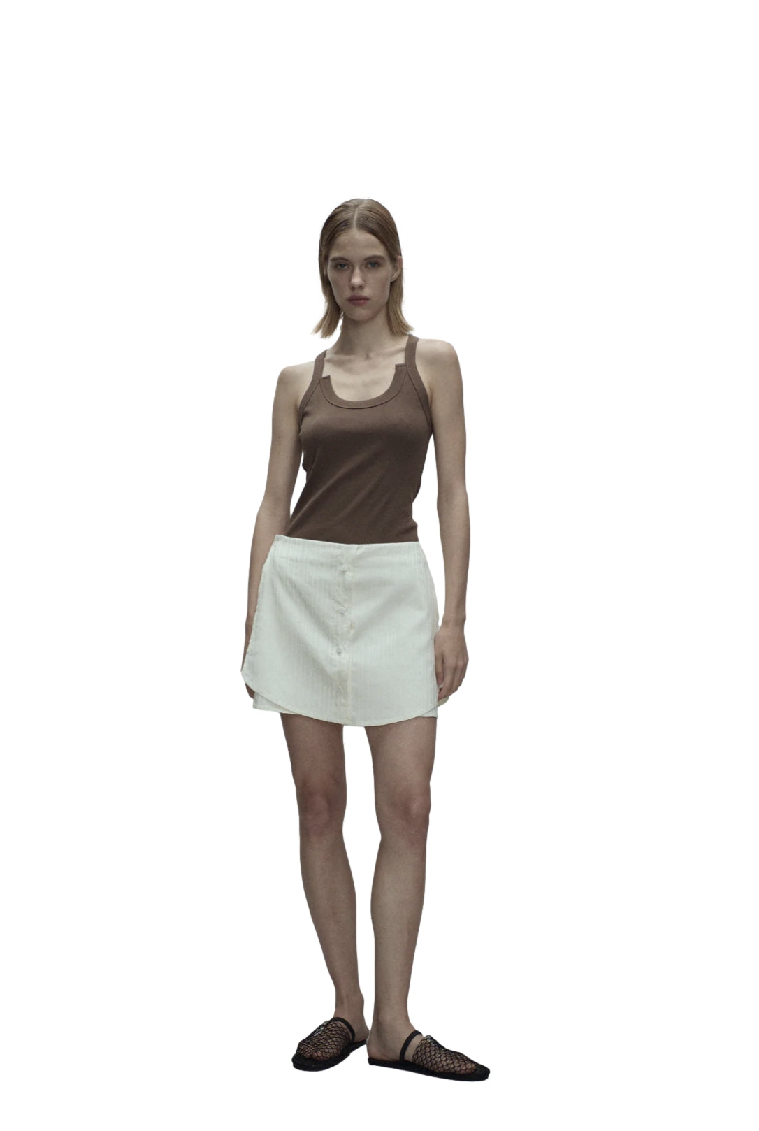 Viktoria Chan Sora Striped Skirt Skjørt Off-White - modostore.no