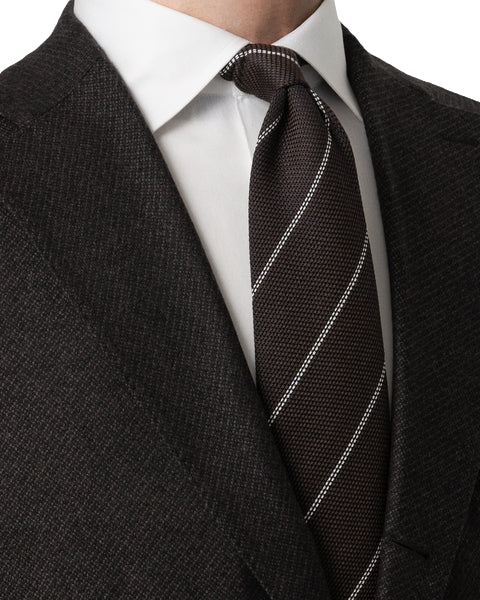 Eton Striped Genadine Silk Tie Slips Brun Mønster