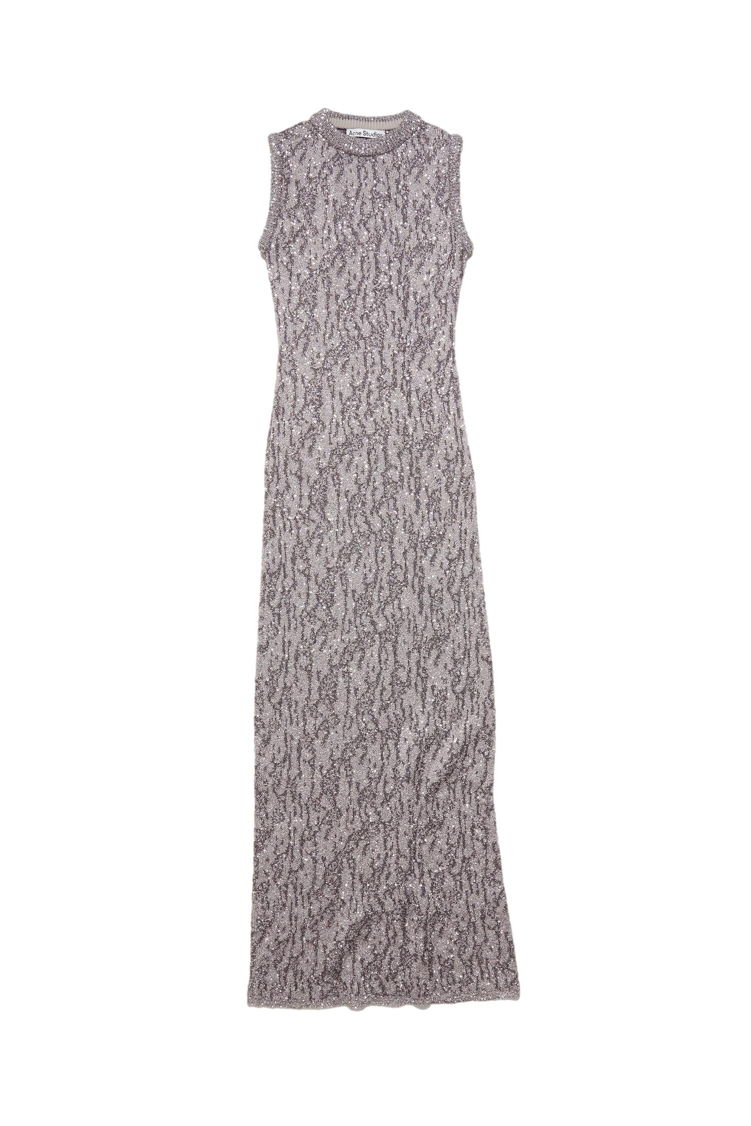 Acne Jacquard Knit Dress Kjole Grå Mønster - modostore.no