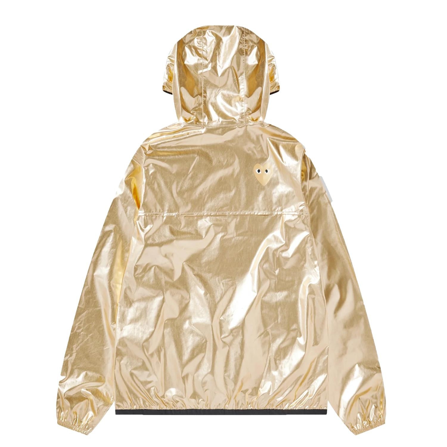 Comme des Garcons Play Unisex K-Way Jacket Gold Emblem Jakke Gull