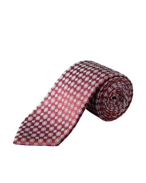 Eton Floral Woven Silk Tie Slips Burgunder Mønster