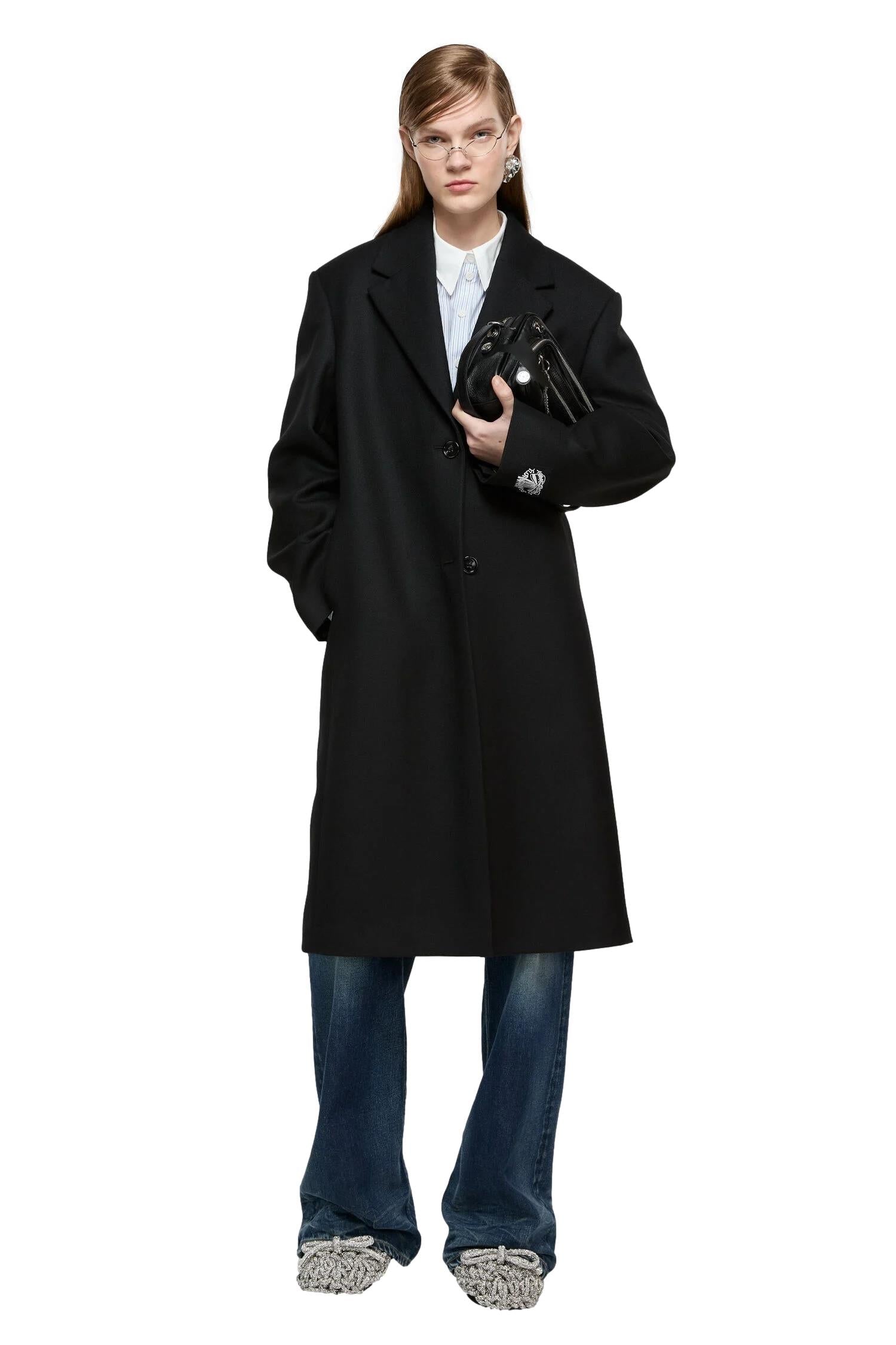 Acne Single-Breasted Wool Coat Jakke Sort - modostore.no