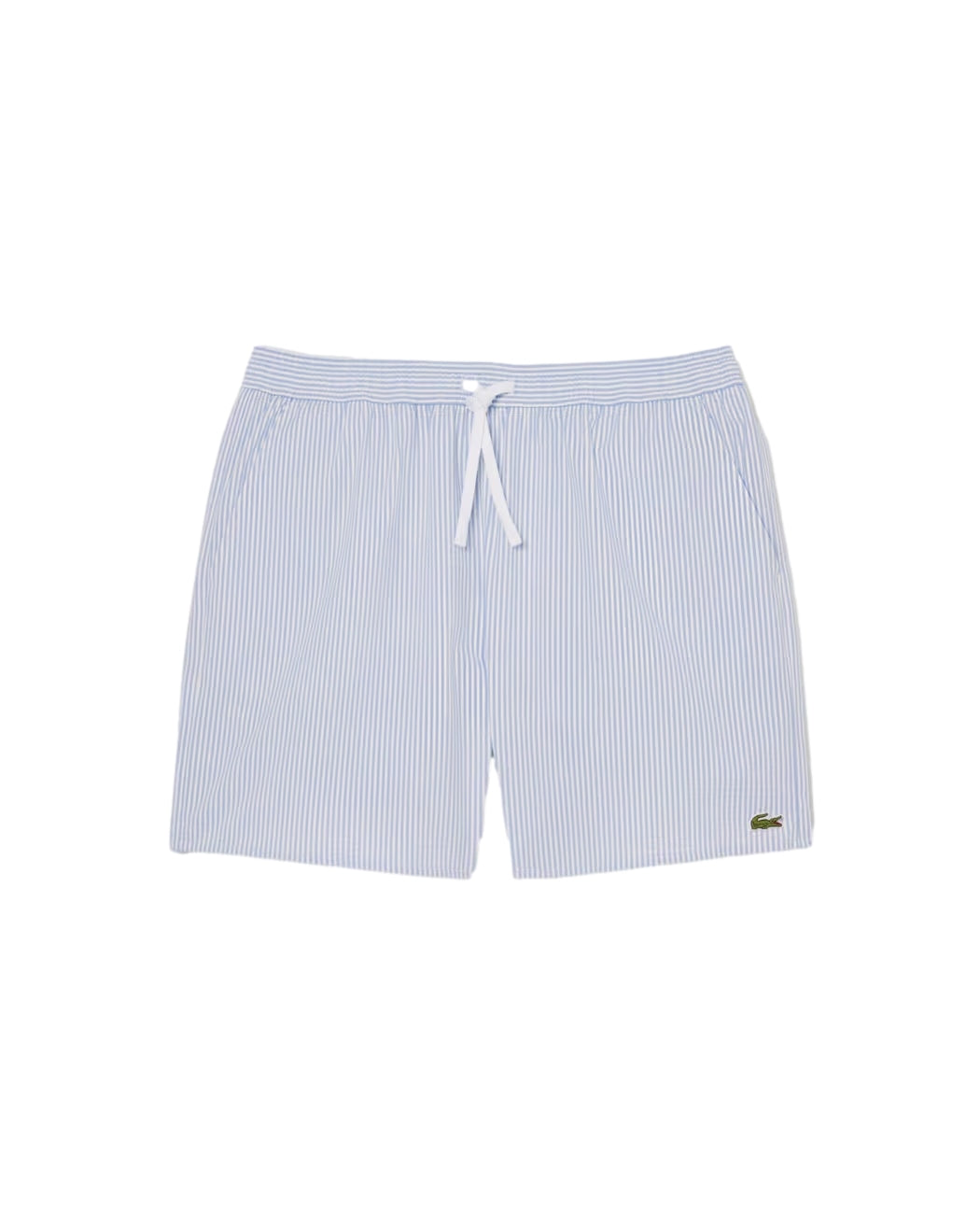 Lacoste Mid Lengths Striped Textured Swim Trunks Badetøy Hvit Og Blå
