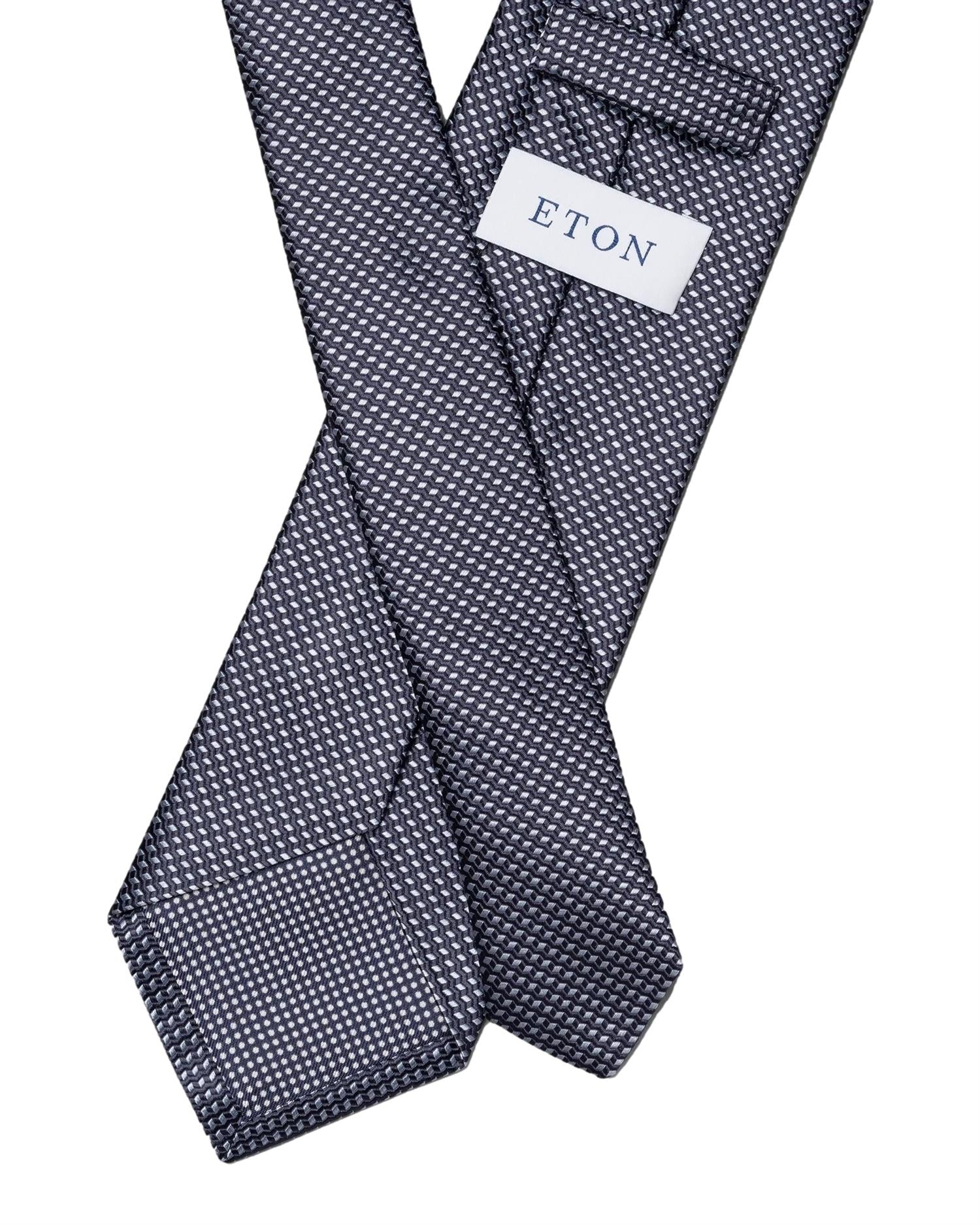 Eton Geometric Woven Slik Tie Slips Mørkeblå - modostore.no