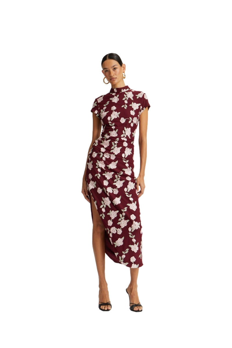 ROTATE Mesh Asymmetric Dress Kjole Vinrød - modostore.no