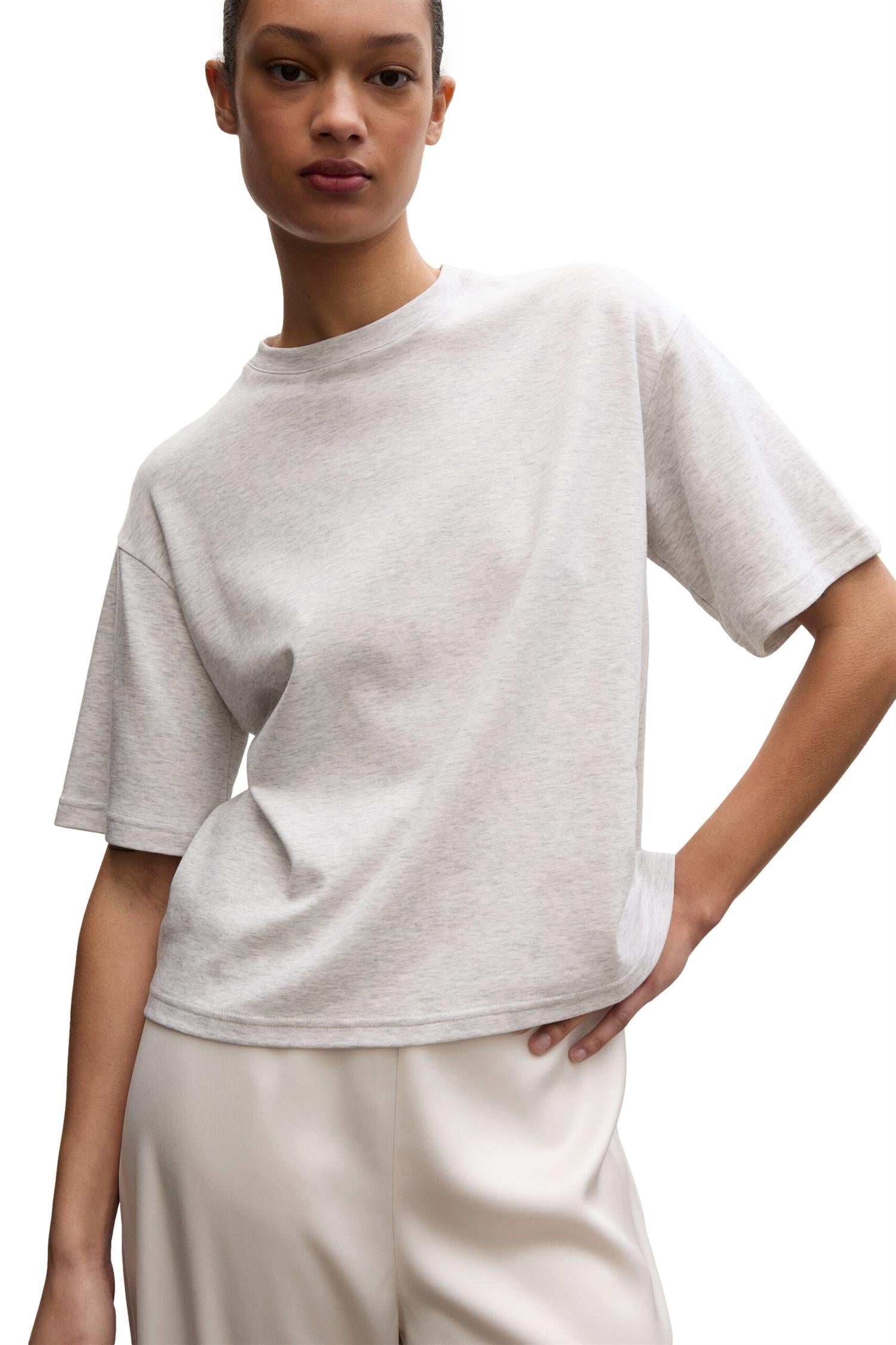 Julie Josephine Stella Tee T-shirt Lys Grå Melert - modostore.no