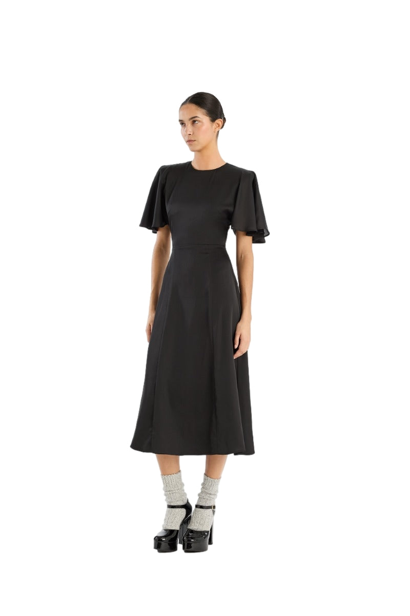 ROTATE Chiffon Midi Dress Kjole Sort