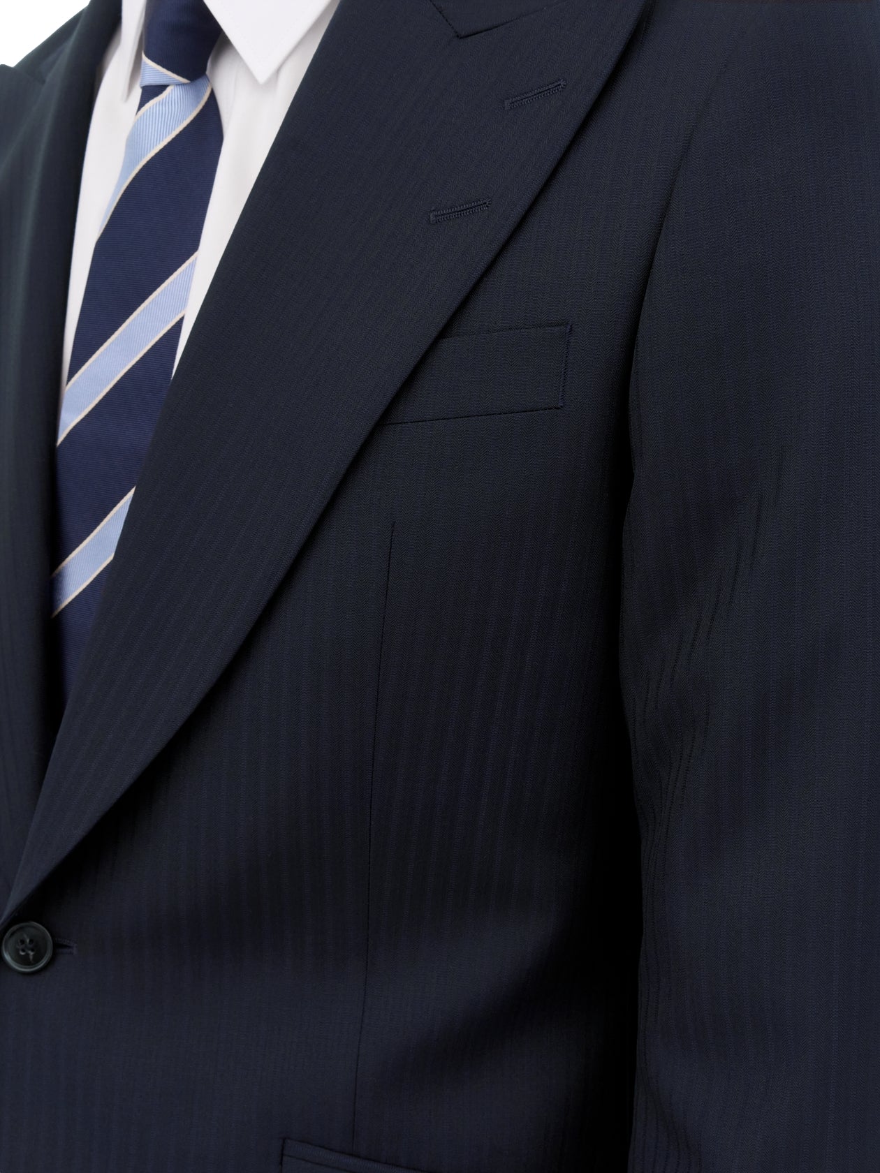 Navy blå Tiger of Sweden Joshwa stripete ullblazer, klassisk blazer med passform og knapper foran.