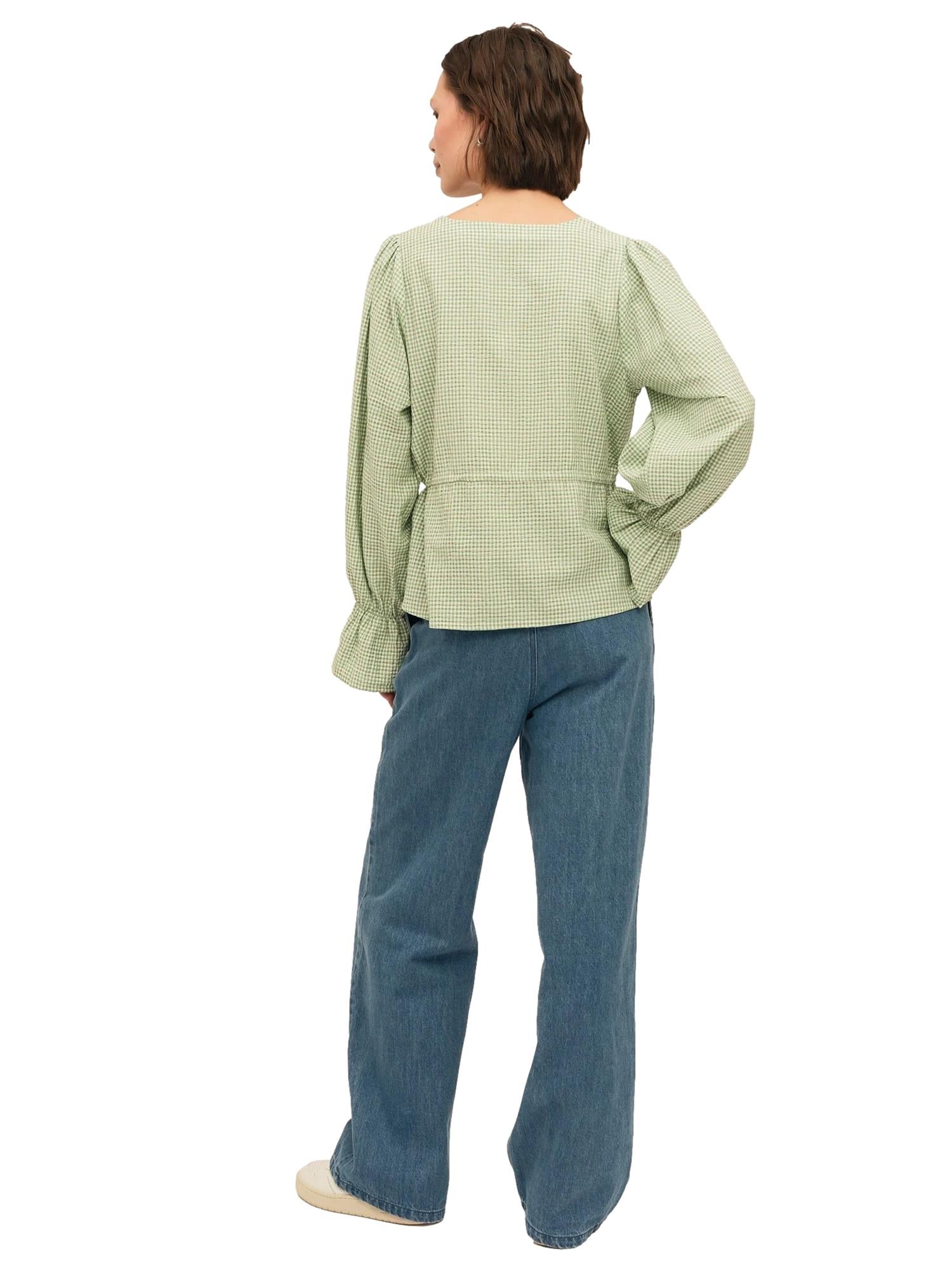 Once Untold Indiana Ribbon Blouse Topp Hvit Og Grønn - modostore.no