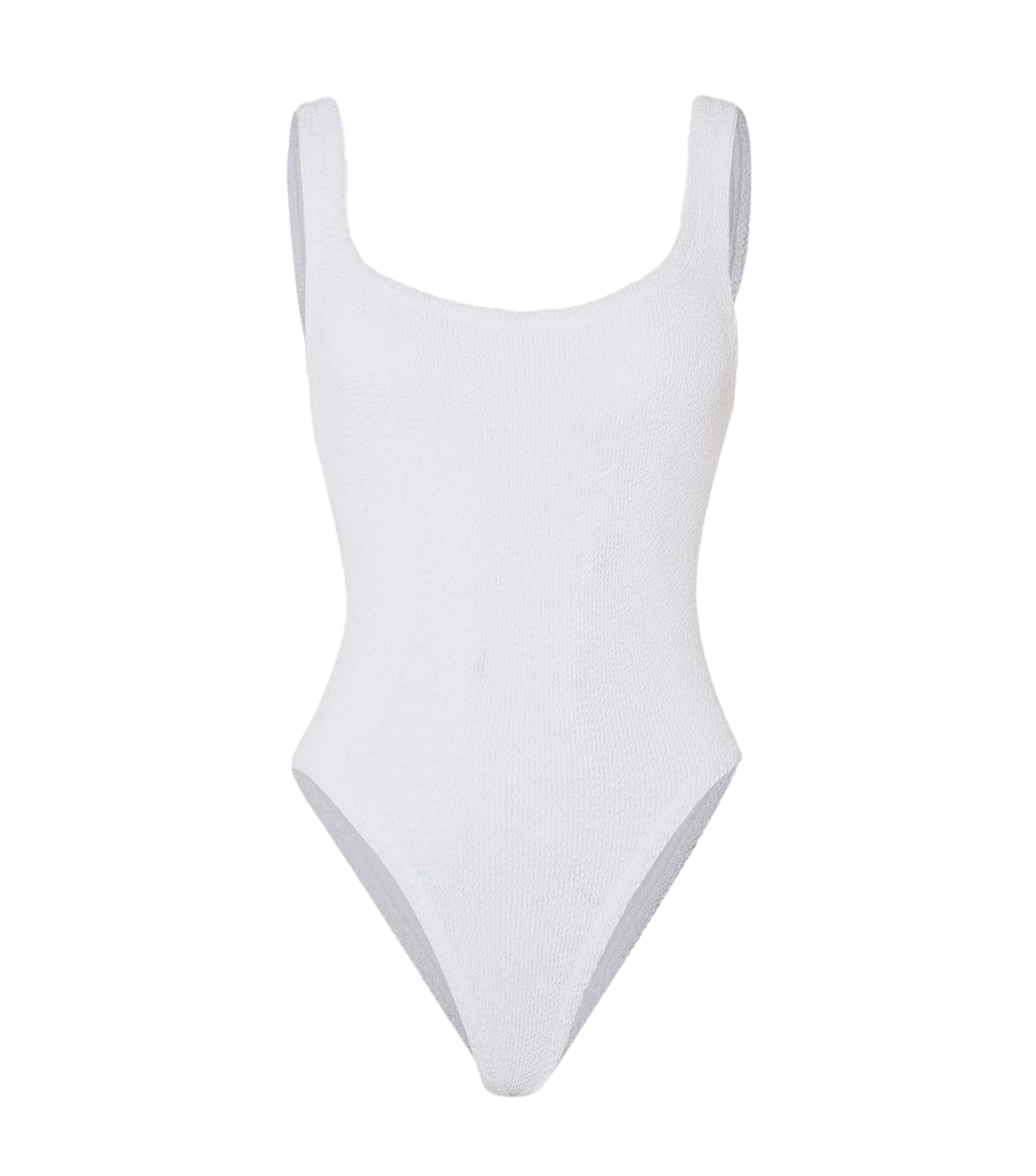 Hunza G Square Neck Swim Crinkle Badedrakt Hvit - modostore.no