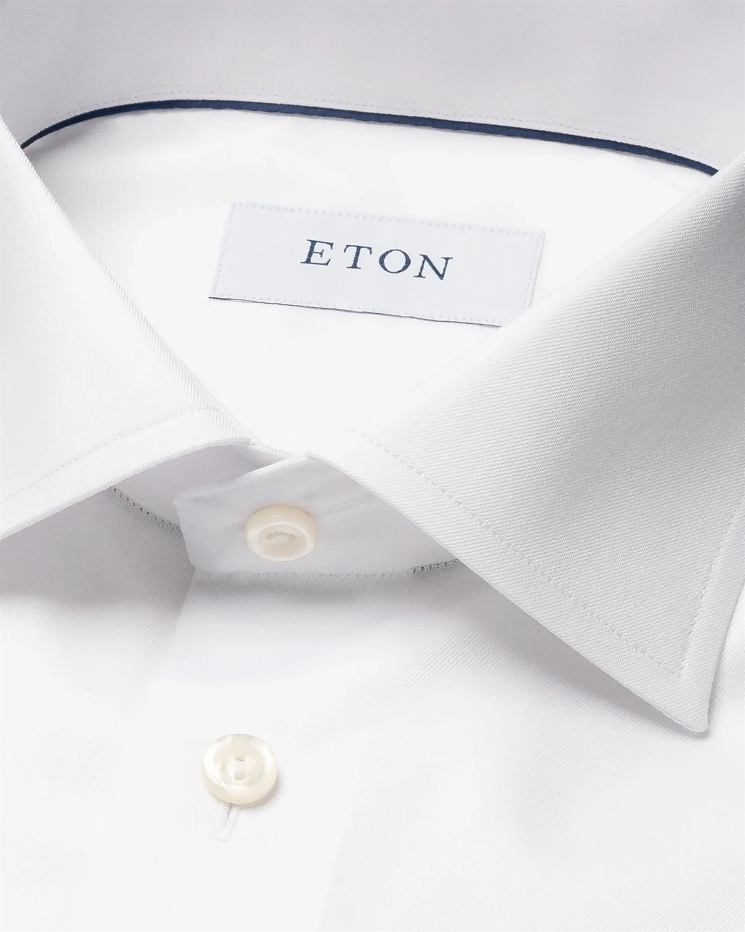 Eton 3000 Slim White Signature Twill Shirt Skjorte Hvit - modostore.no