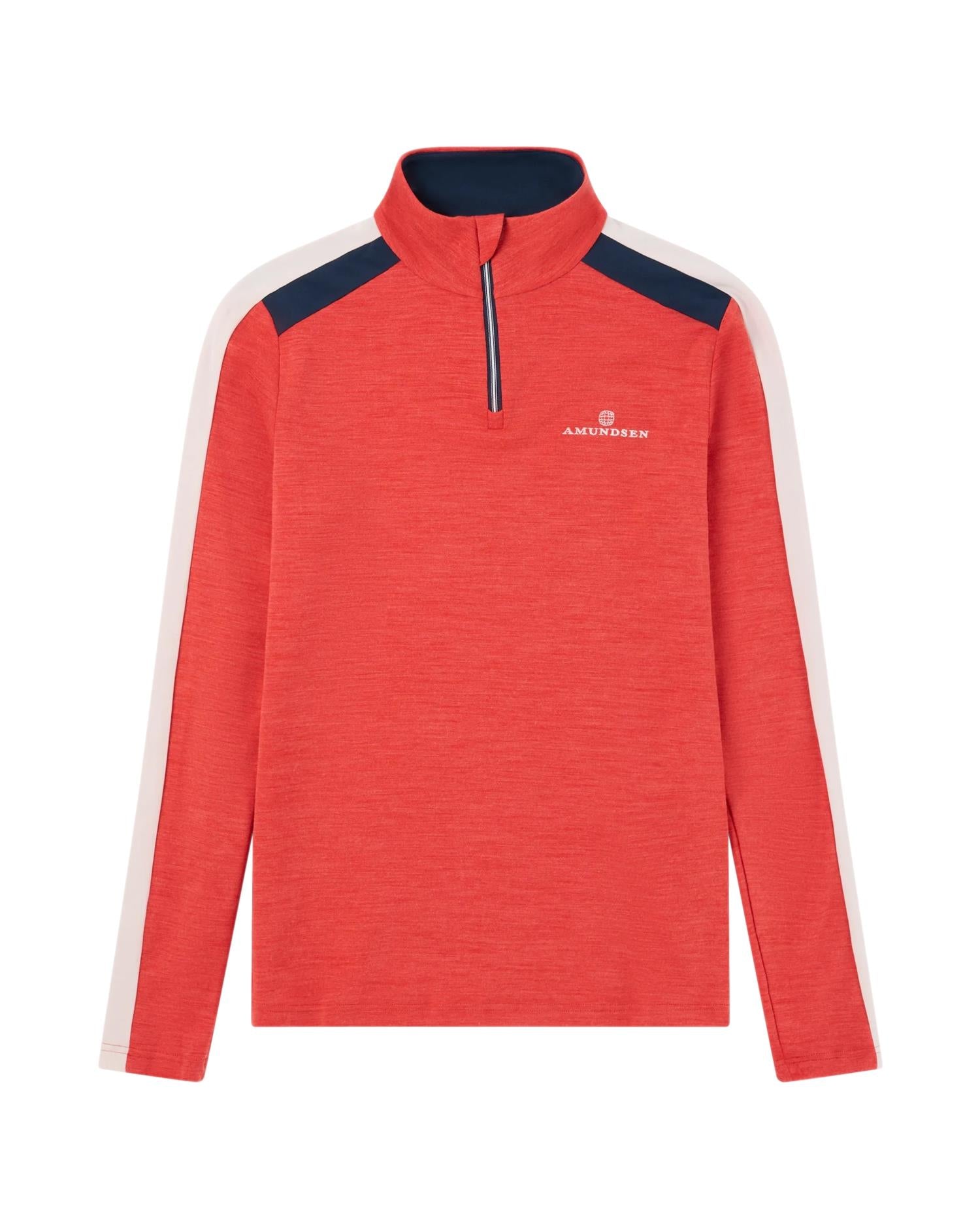Amundsen dames strikkegenser med rød stripe, 5Mila Half Zip, varm og komfortabel til utendørsbruk.