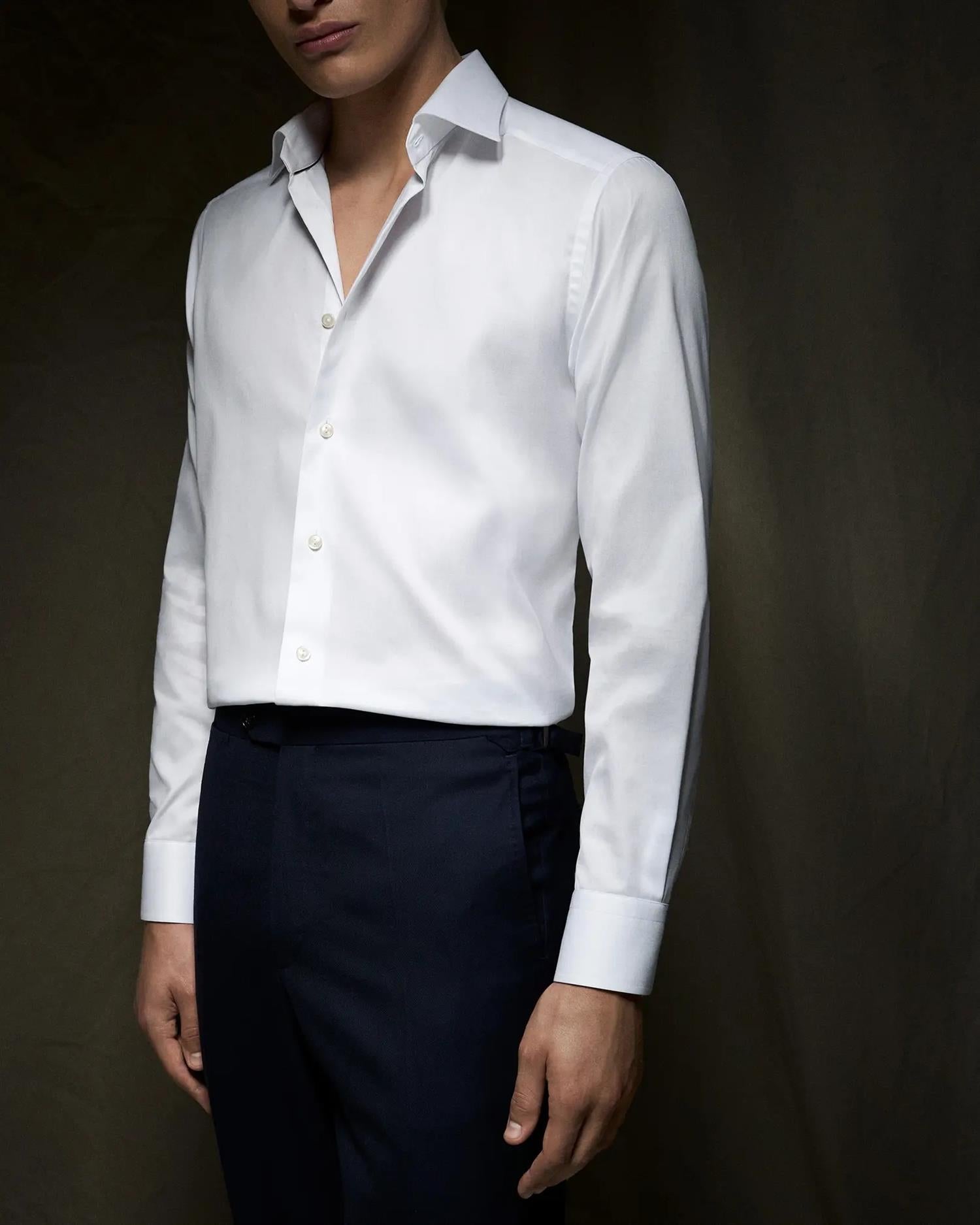 Eton 3000 Slim White Signature Twill Shirt Skjorte Hvit - modostore.no