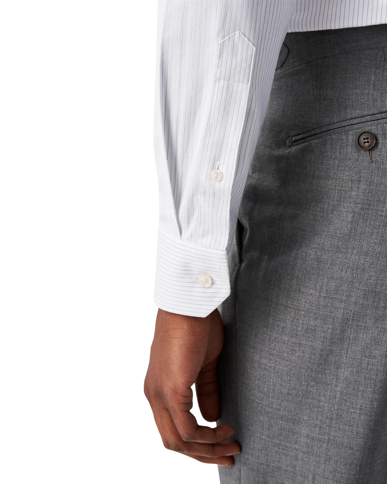 Eton Light Blue Striped Signature Twill Shirt Skjorte Stripet - modostore.no