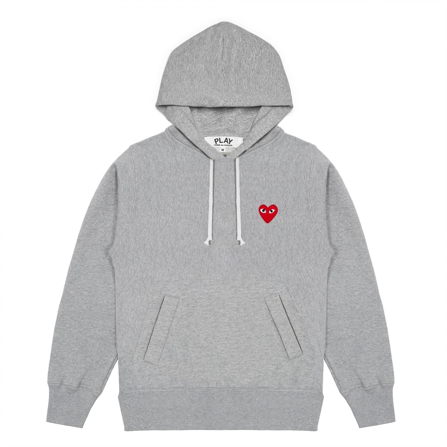 Comme des Garcons Play Ladies Hooded Sweatshirt Genser Grå - modostore.no