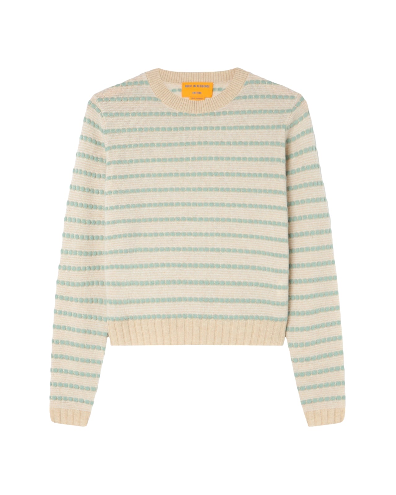 Guest In Residence Pebble Stripe Shrunken Crew Genser Beige Mønster