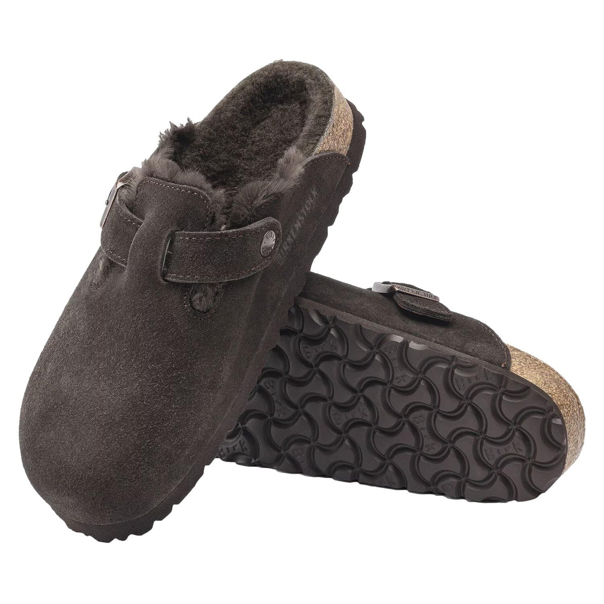 Birkenstock Boston Shearling smale mocca skinnsko med ullfór i brun, komfortable og stilige herresko.