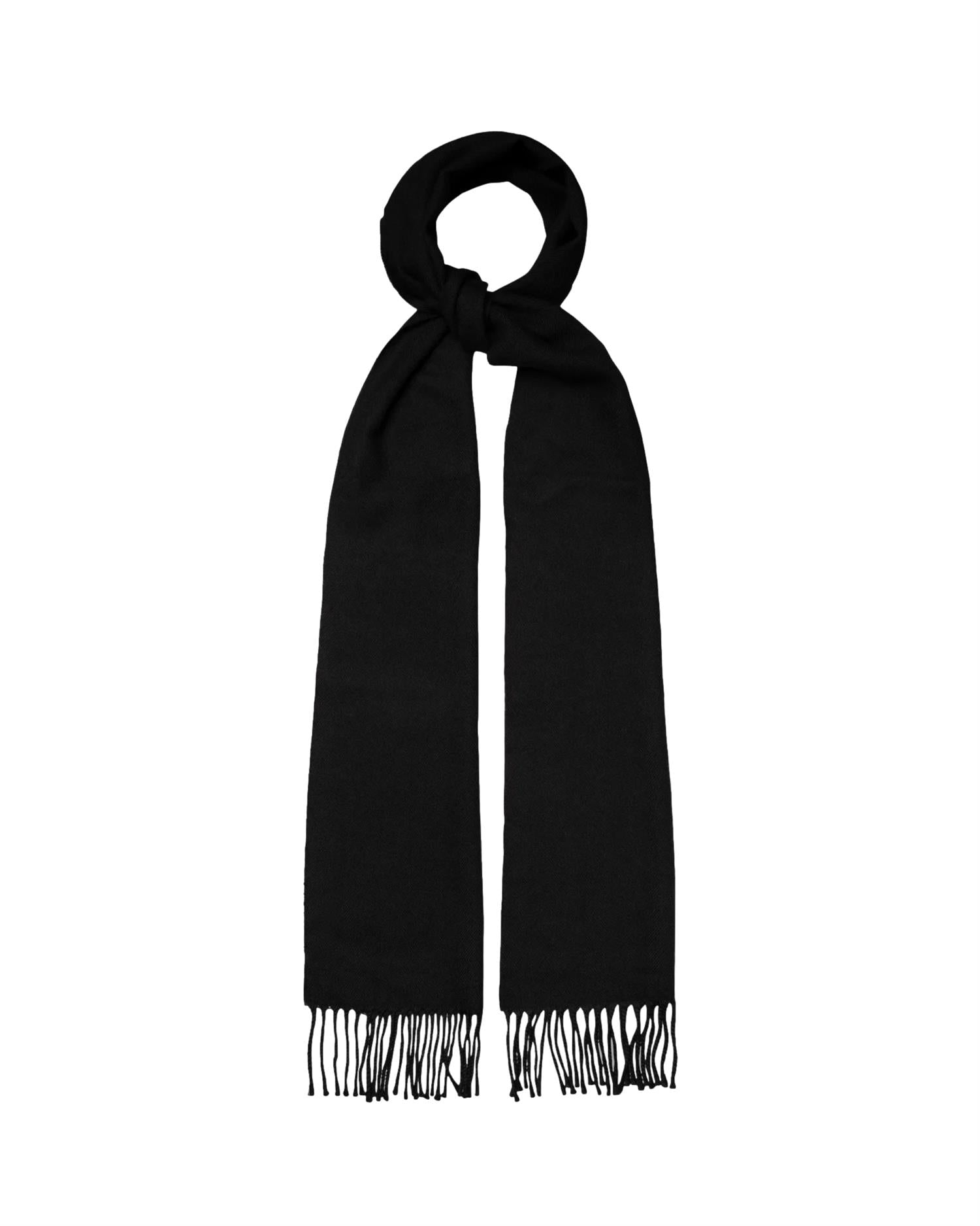 Eton Herringbone Merino Scarf Skjerf Sort - modostore.no