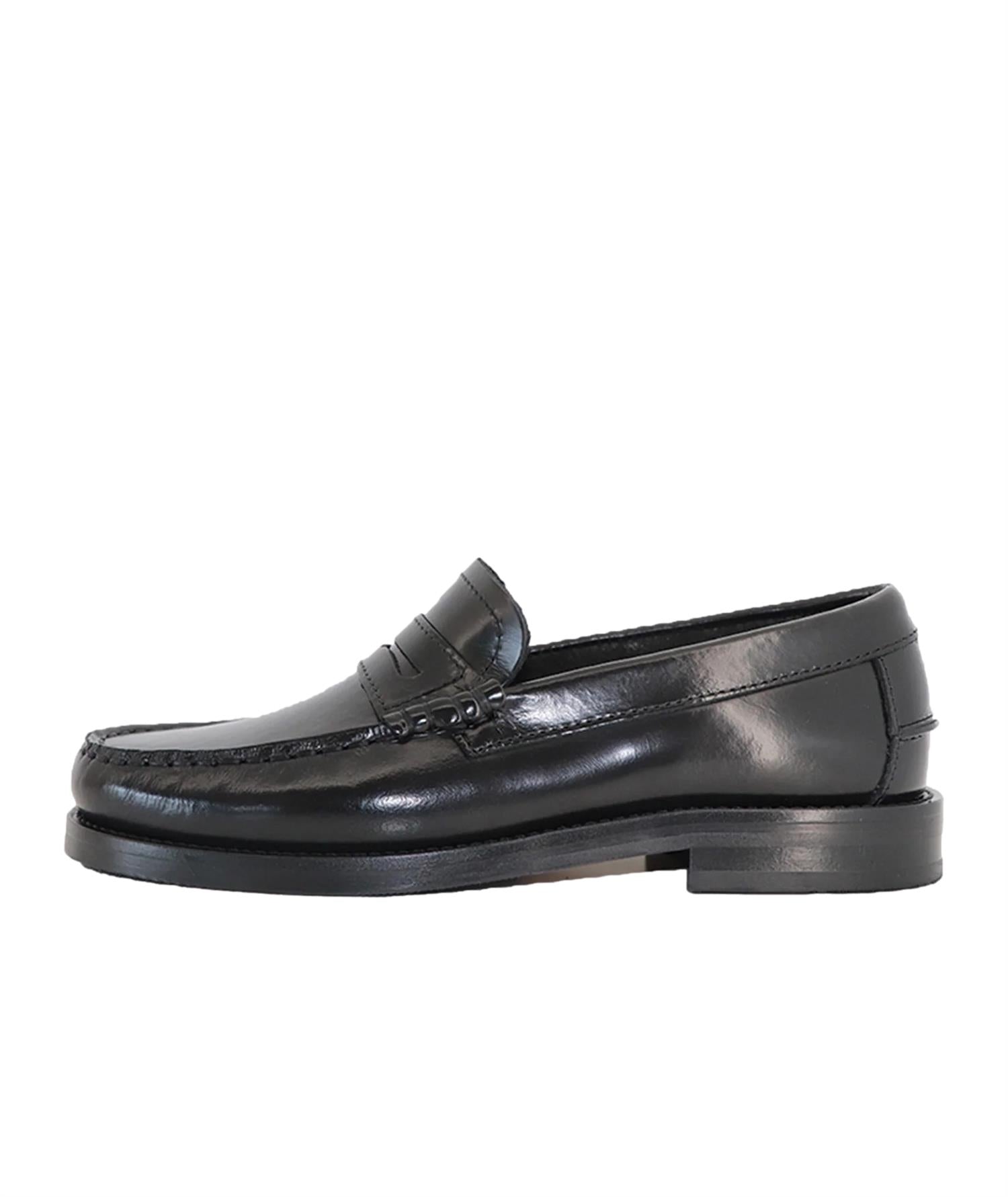 Garment Project Miles Penny Loafer - Black Polido Woman Sko Blank Sort - modostore.no