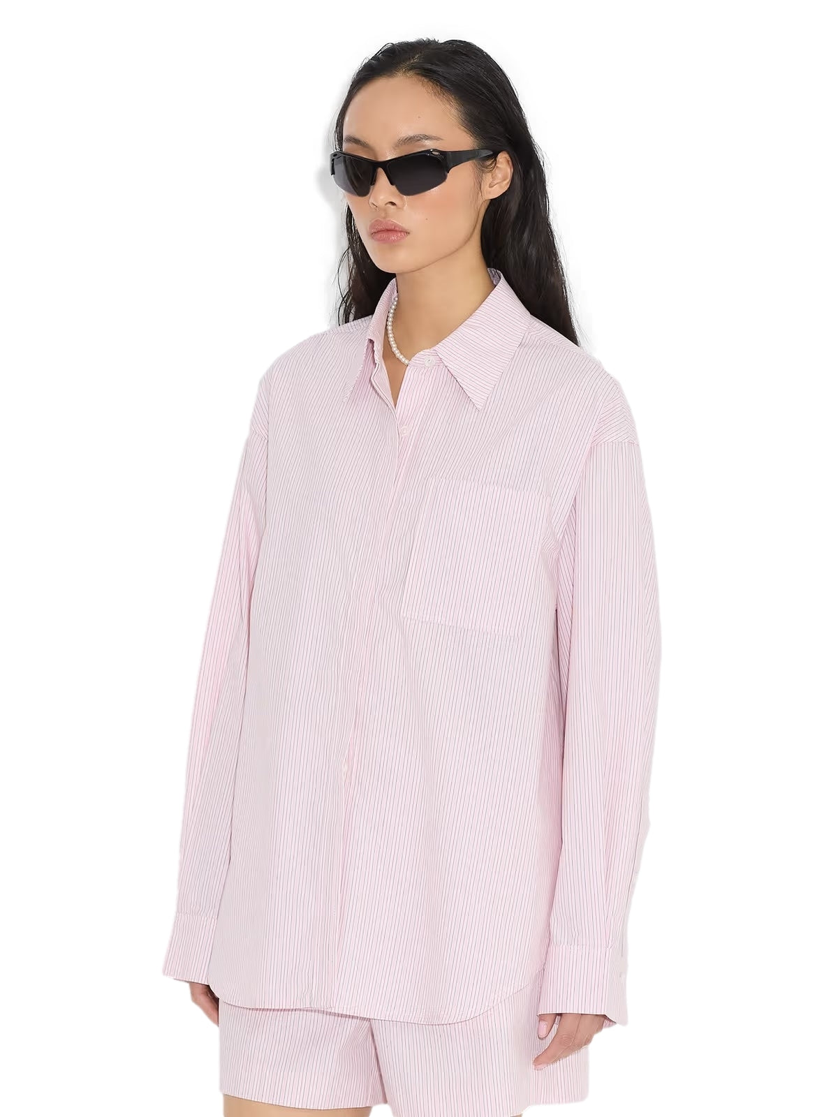 Holzweiler Loose Stripe Shirt Skjorte Lyserosa - modostore.no