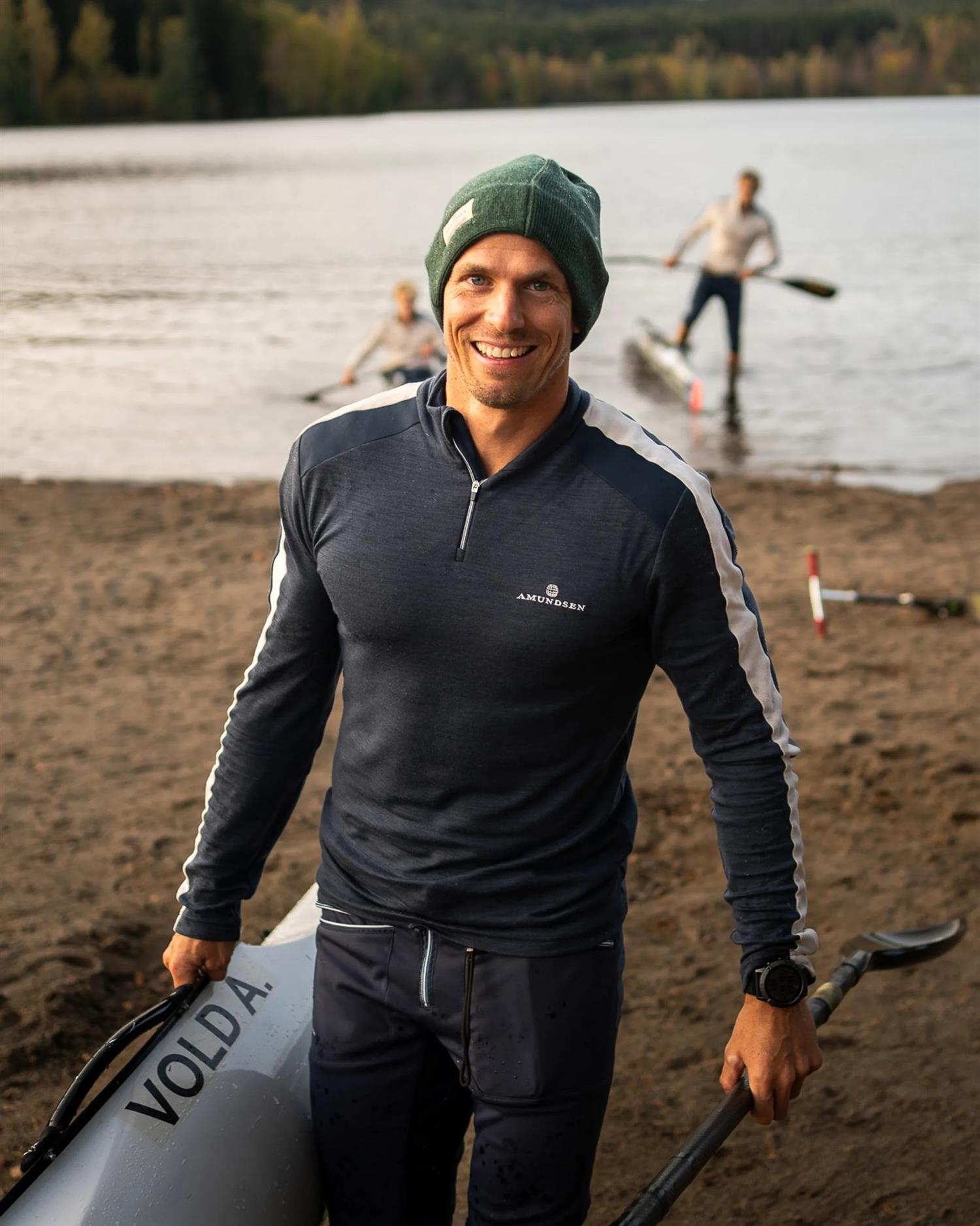 Amundsen 5Mila Half Zip Mens Genser Hvit Og Mørkeblå