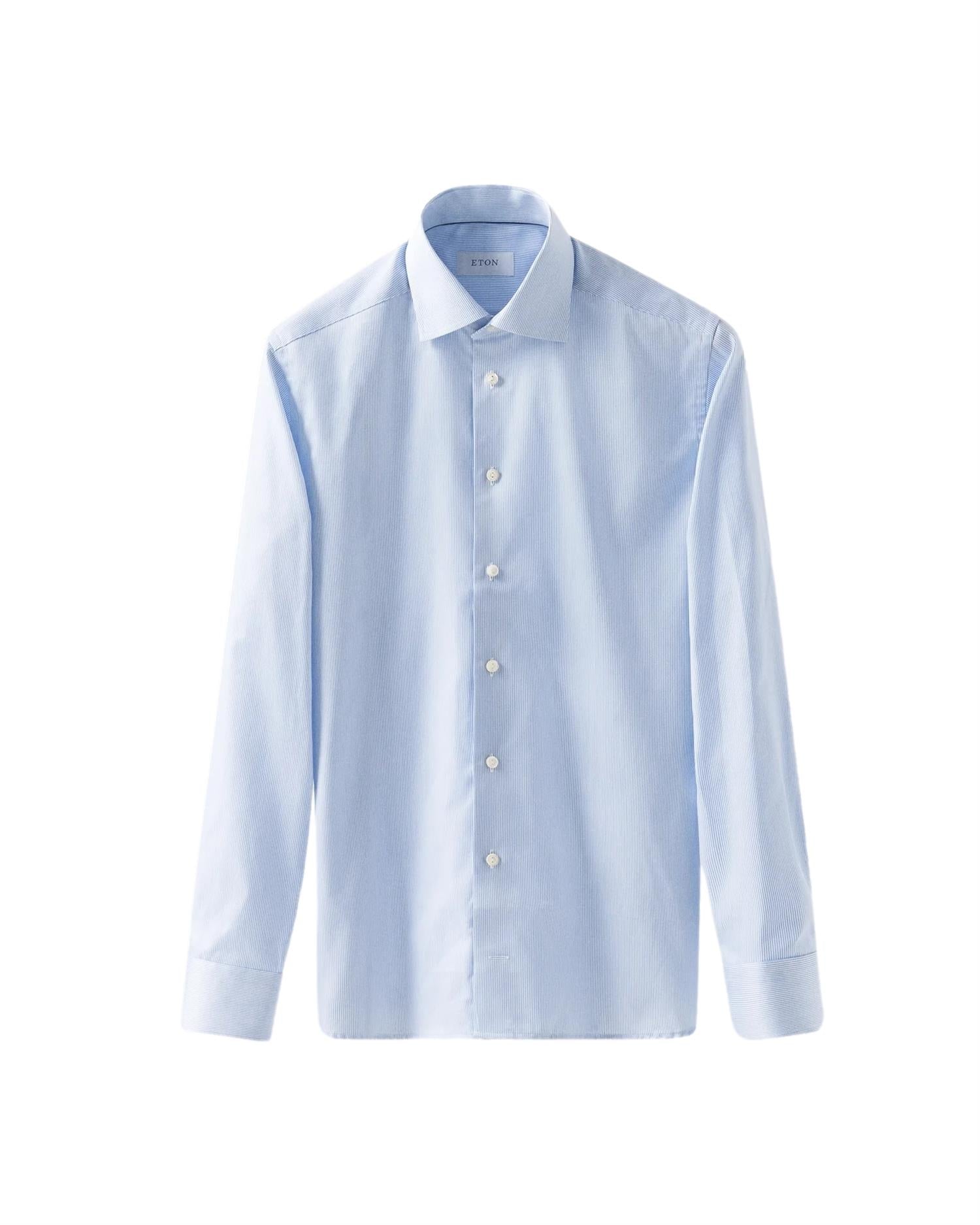 Eton Fine Stripe Signature Twill Shirt Skjorte Lyseblå Striper - modostore.no