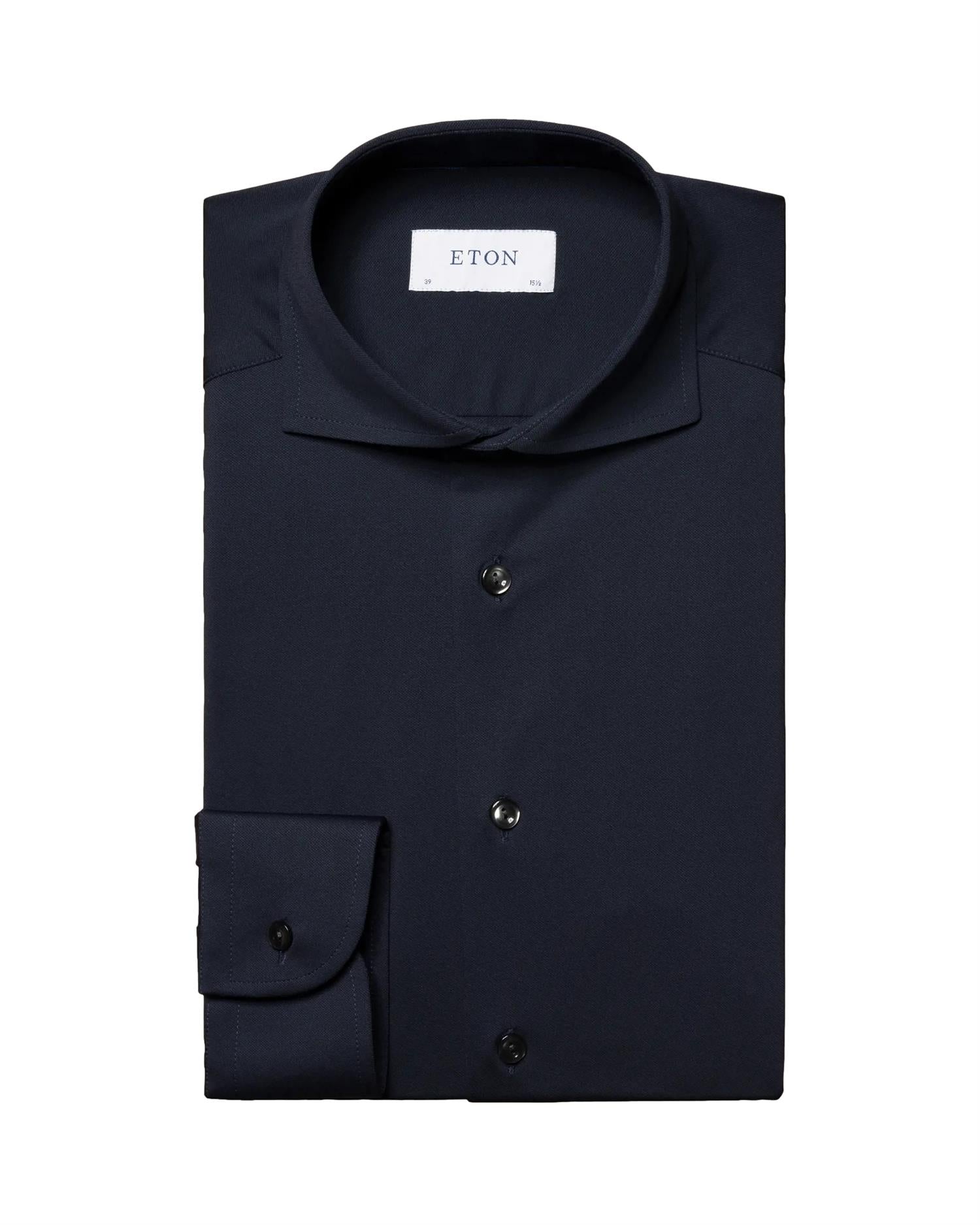 Eton Navy Four-Way Stretch Shirt Skjorte Marine - modostore.no