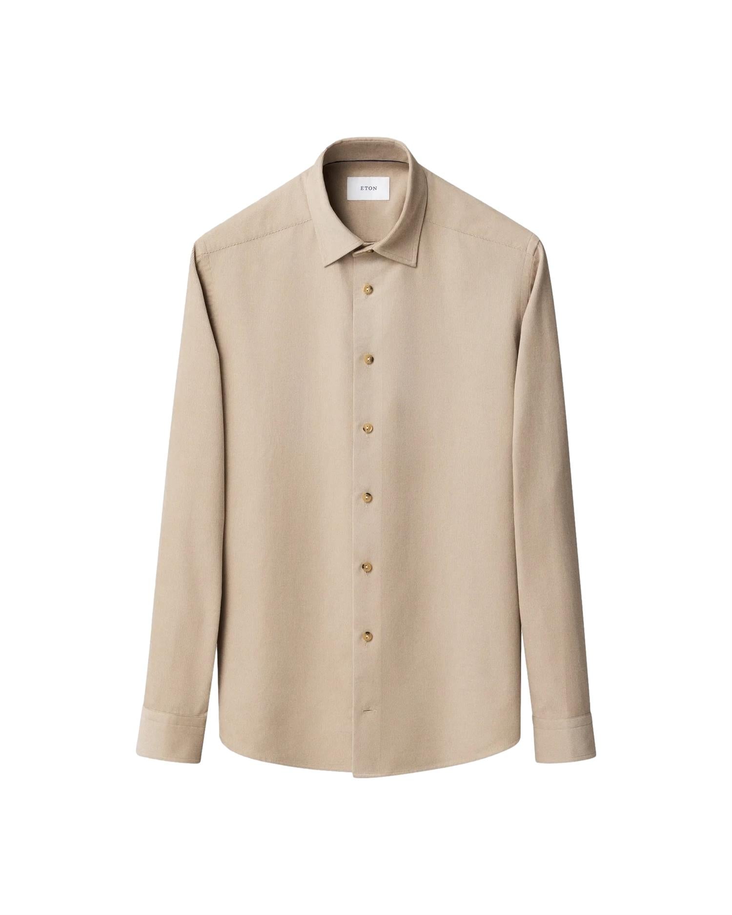 Eton Solid Corduroy Shirt Skjorte Lys Brun - modostore.no
