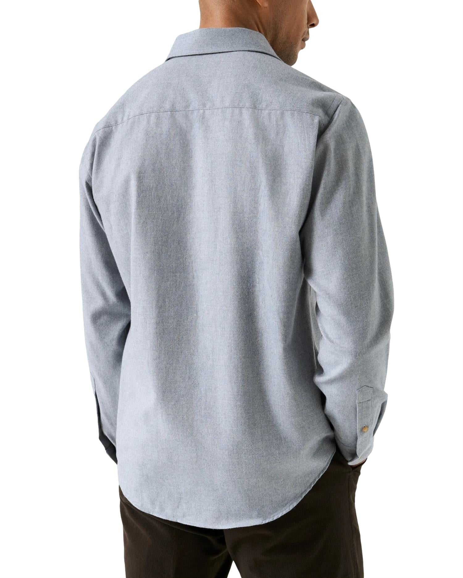 Eton Solid Flannel Shirt Skjorte Lys Blå Melert - modostore.no