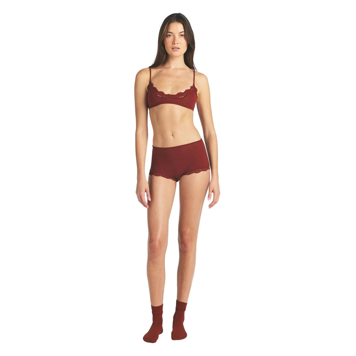 SKIMS Fits Everybody Lace Scoop Bralette Merlot Undertøy Vinrød