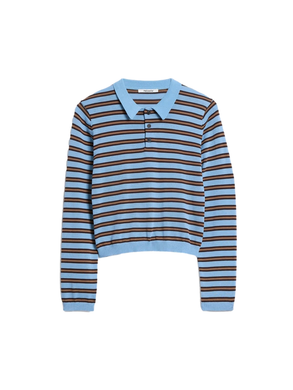 Holzweiler Florence Stripe Polo Genser Blå Mønster - modostore.no