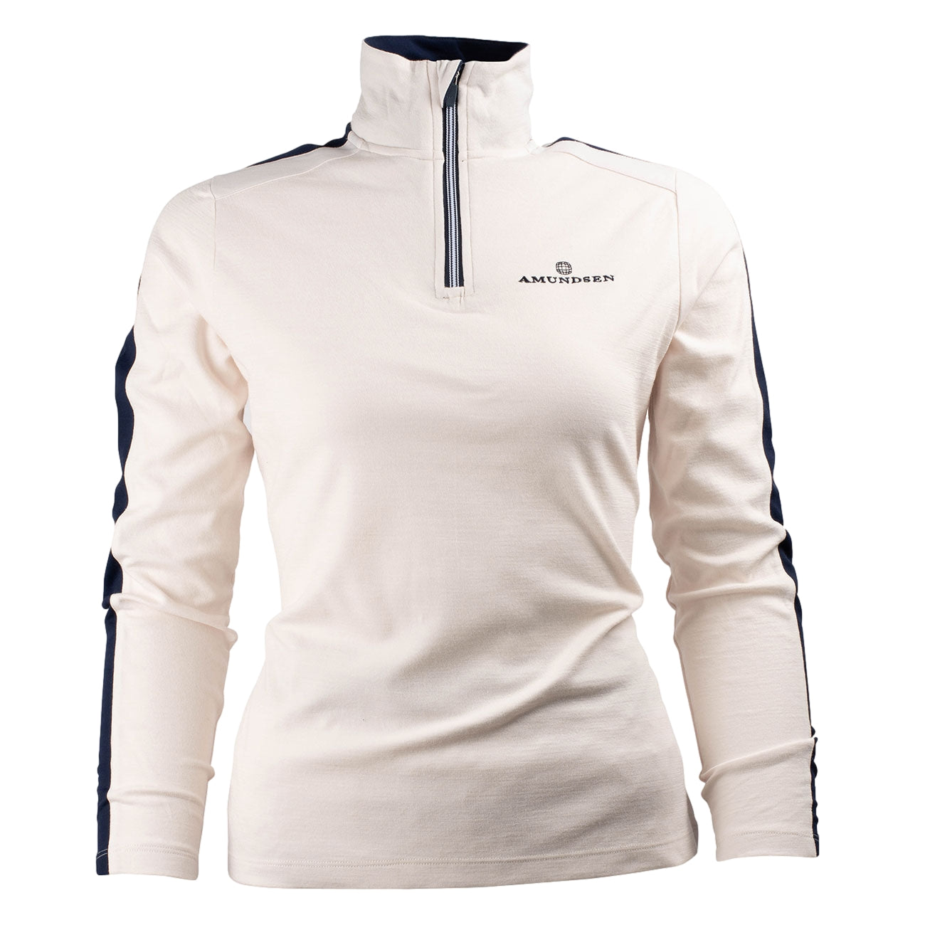Amundsen 5Mila Half Zip Womens Stripe Genser Hvit Og Mørkeblå