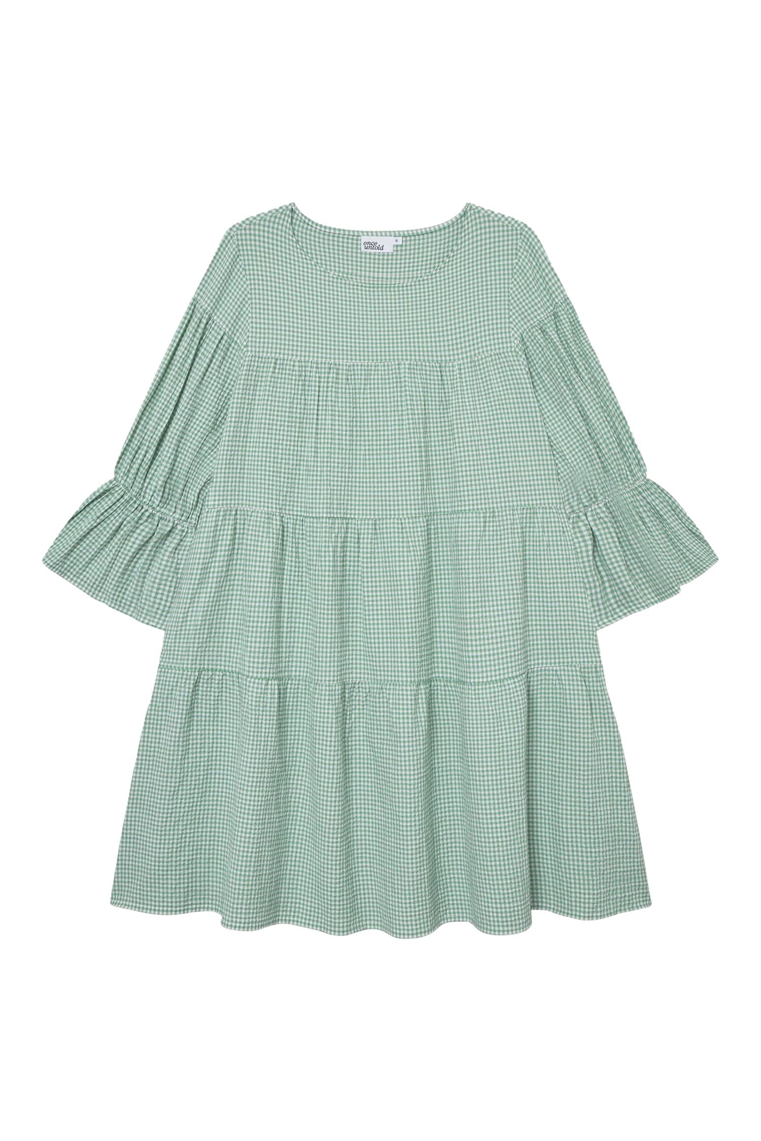 Once Untold Indiana Dress Kjole Hvit Og Grønn - modostore.no