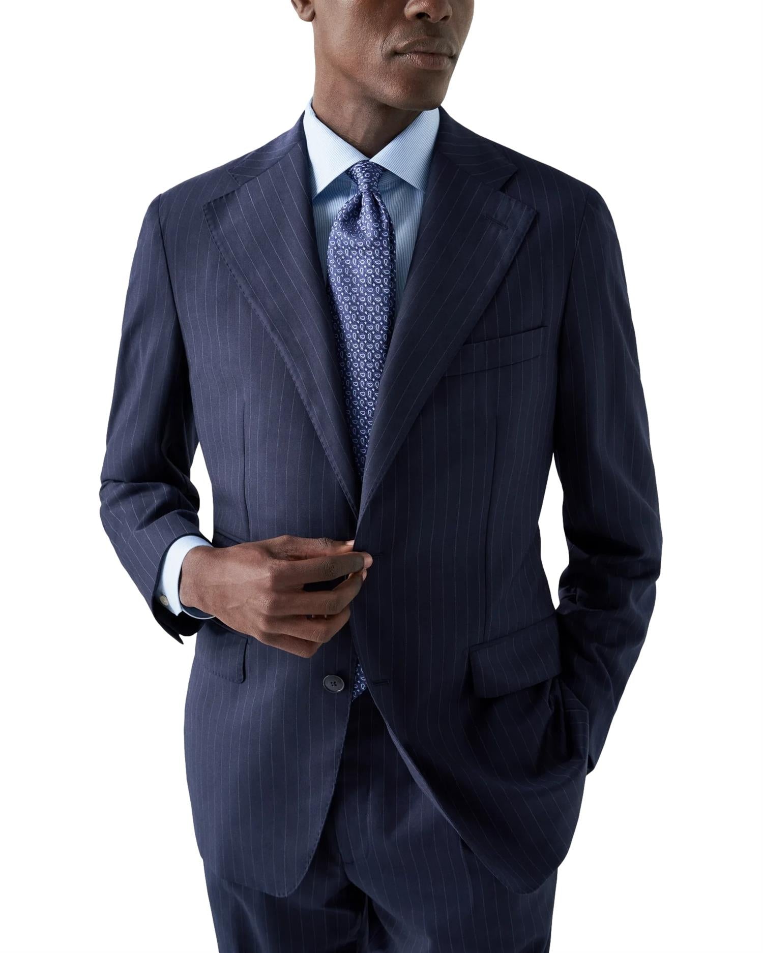 Eton Fine Stripe Signature Twill Shirt Skjorte Lyseblå Striper - modostore.no