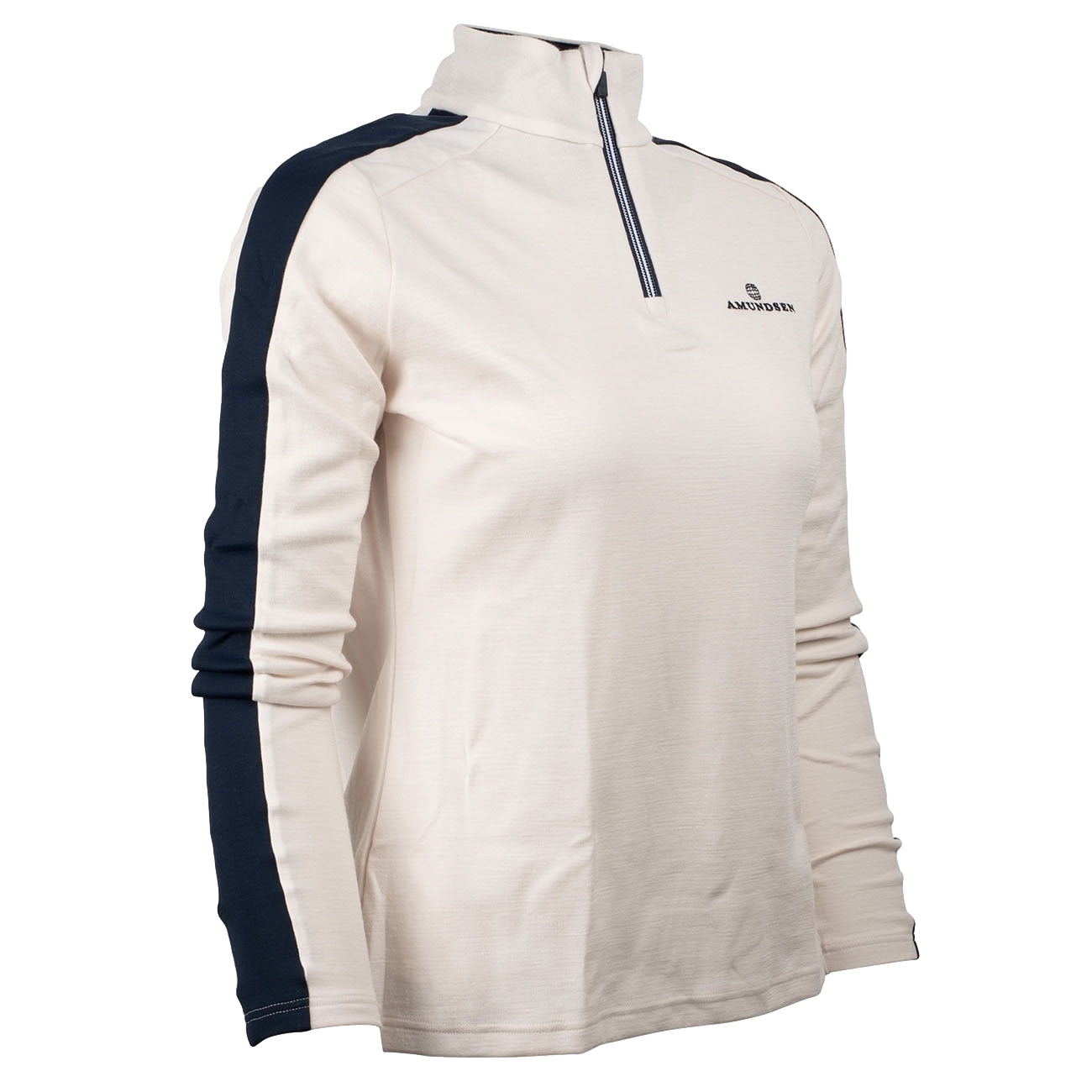 Amundsen 5Mila Half Zip Womens Stripe Genser Hvit Og Mørkeblå