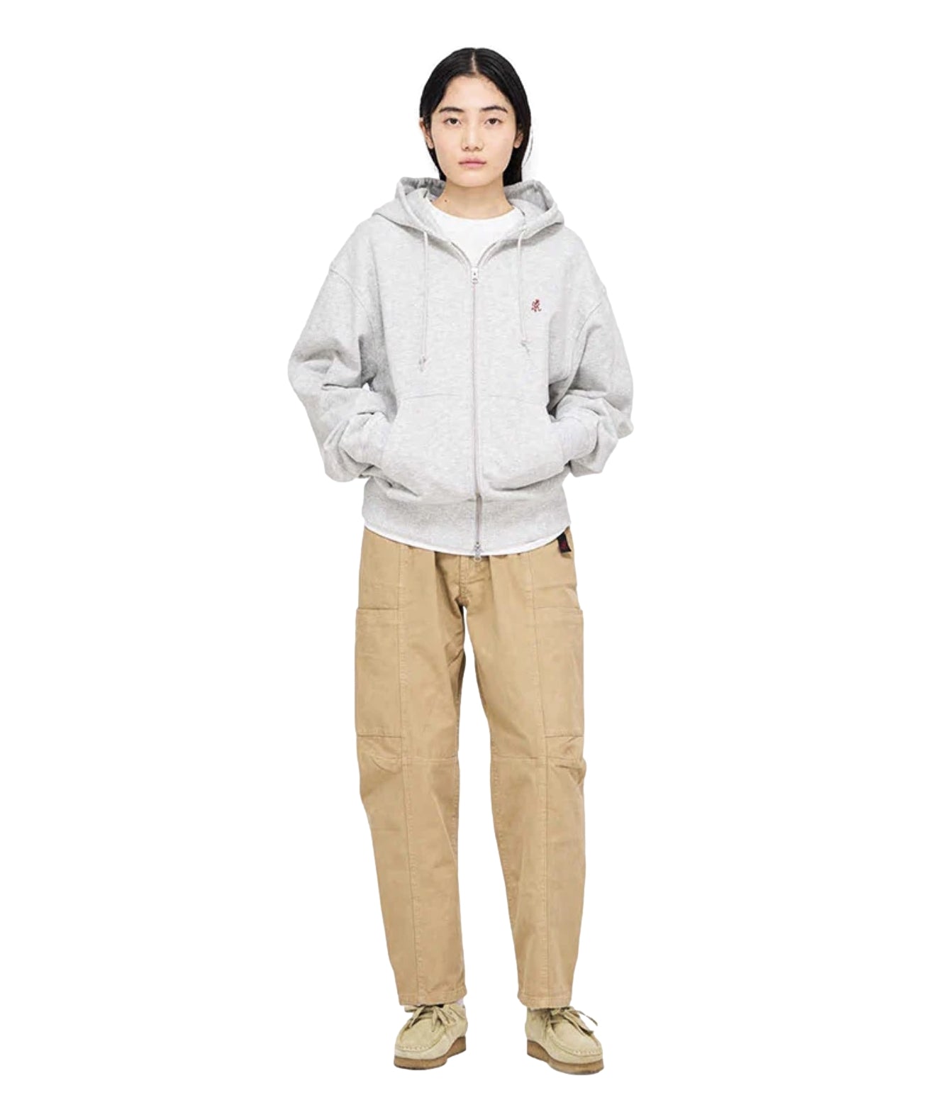 Gramicci One Point Zip Hooded Sweatshirt Hettejakke Lysegrå - modostore.no