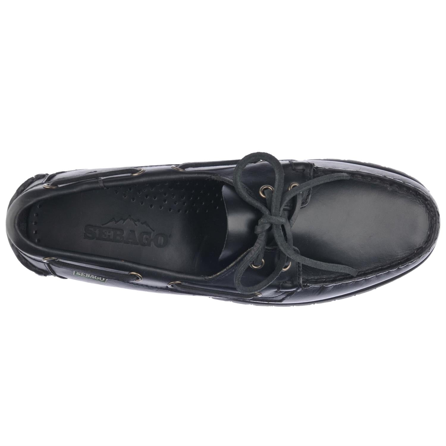 Sebago Ranger Waxy svarte sko med lærtekstur og robust design, egnet for utendørsbruk og vintervær.