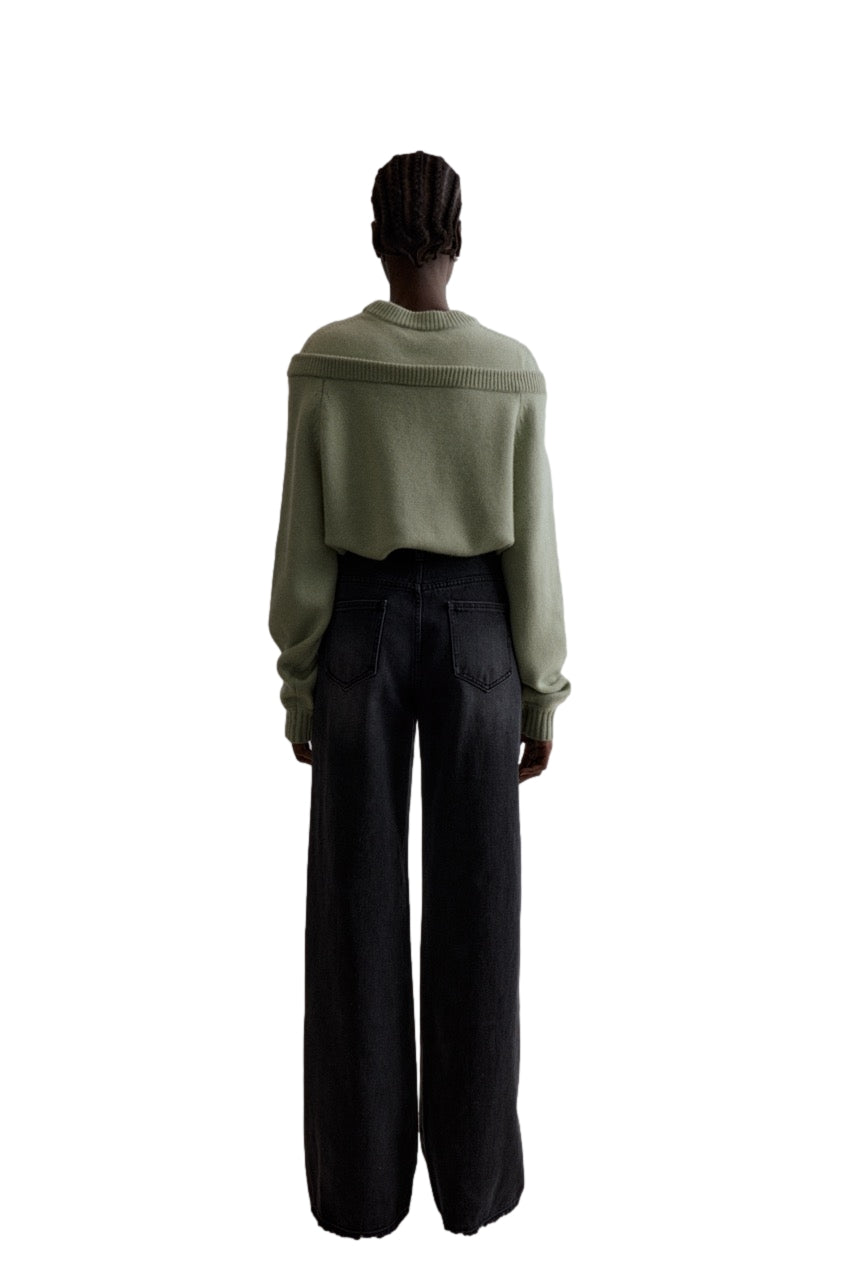 Viktoria Chan Atlas doubled neck knit Genser Lysegrønn