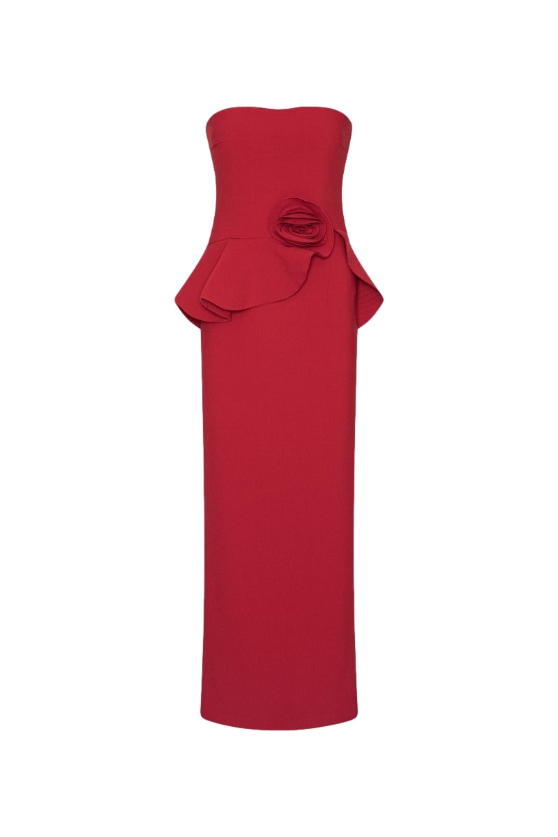 ROTATE Long Flower Strapless Dress Kjole Rød