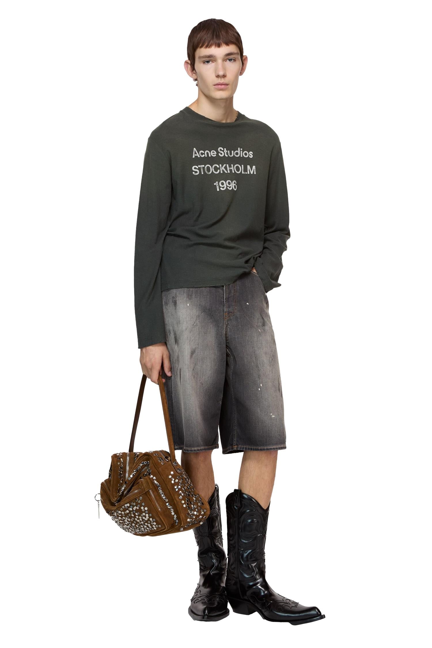 Acne Logo T-shirt LS - Relaxed fit Longsleeve Sort
