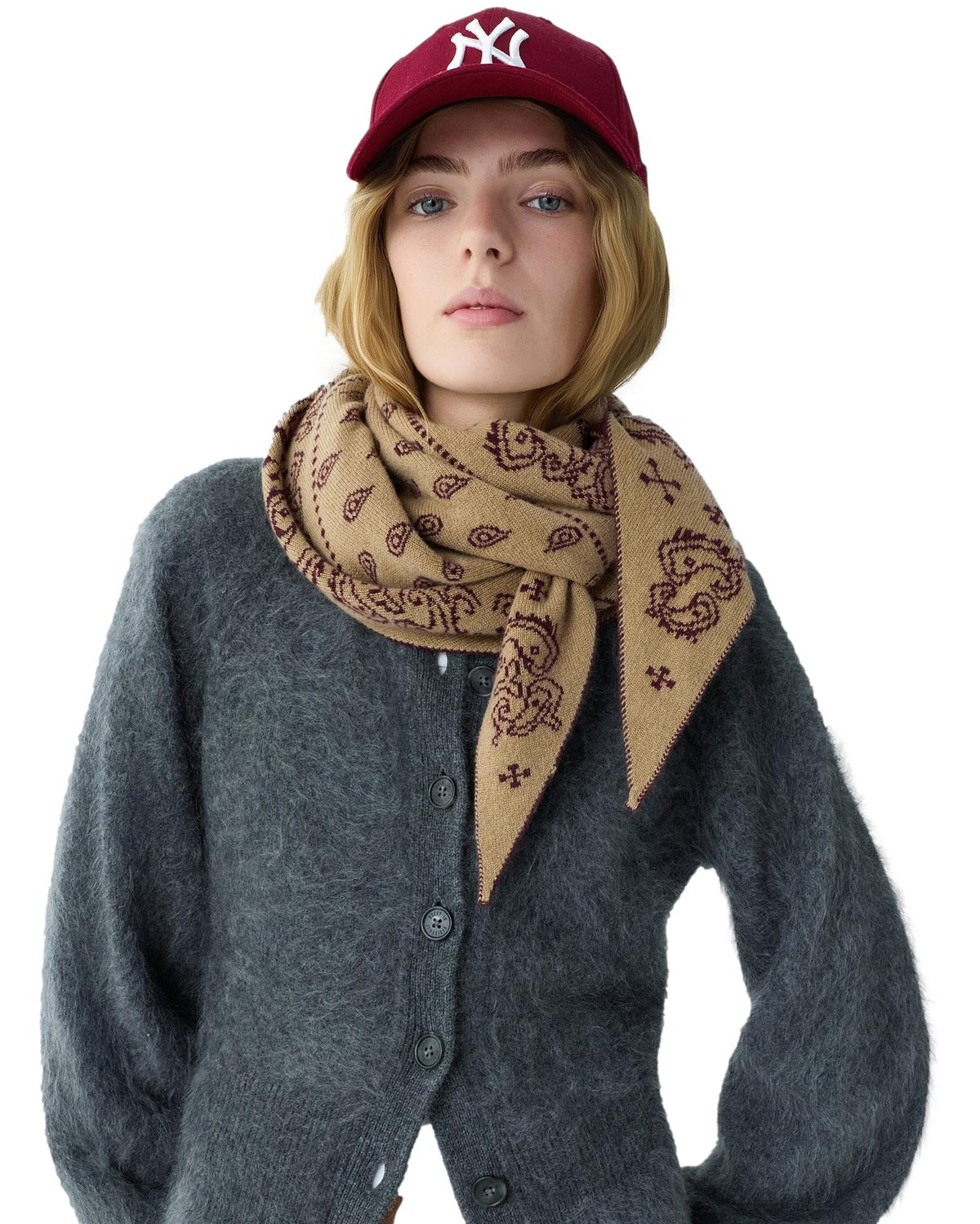 Guest In Residence The Wild Rag Fig/Camel Skjerf Burgunder Og Beige