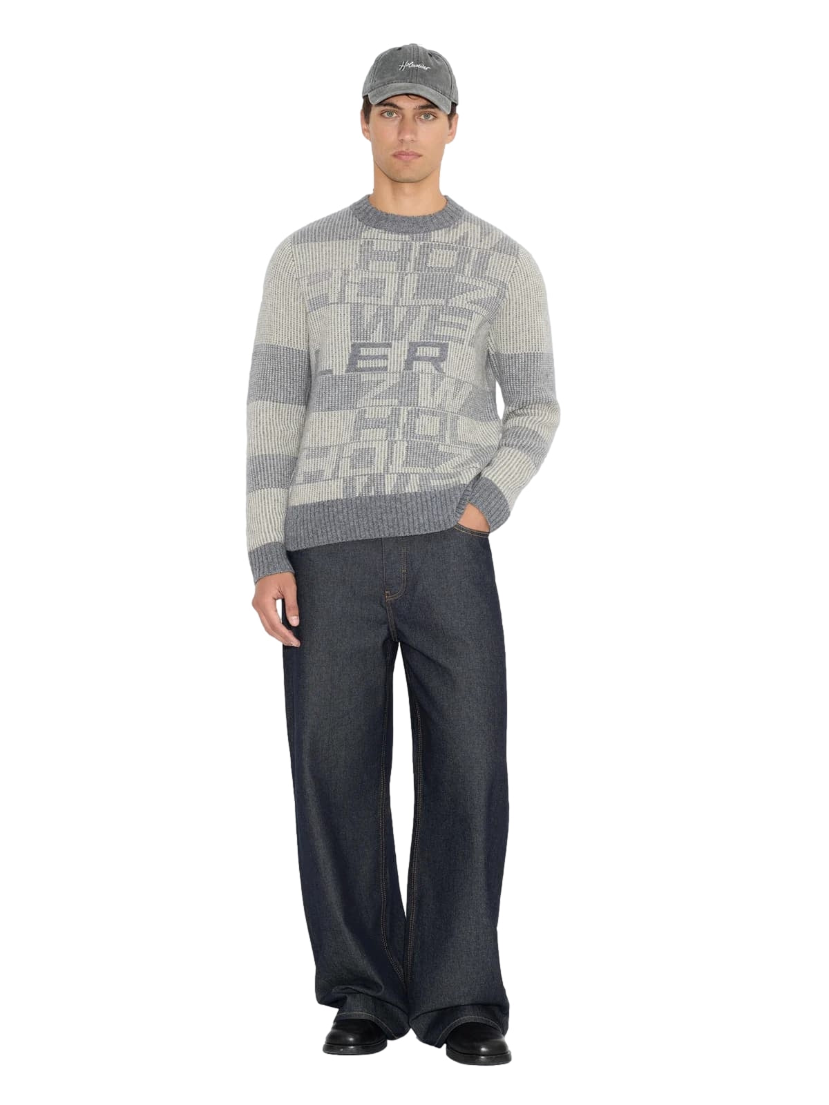 Holzweiler Lev Logo Crewneck Sweater Genser Hvit Og Grå