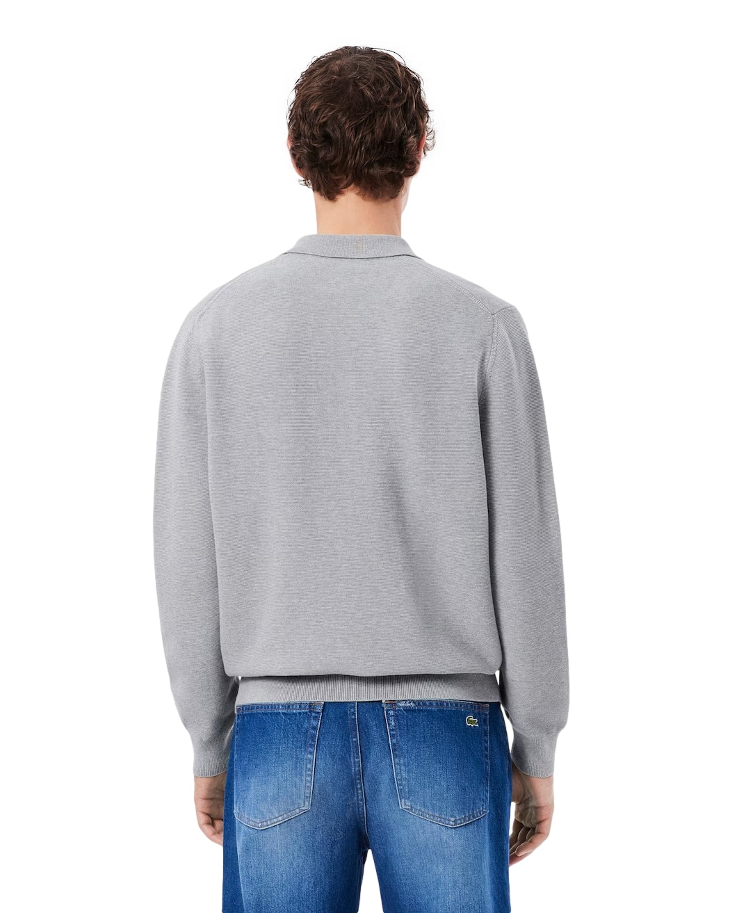 Lacoste Classic Fit Long Sleeved Knitted Polo Shirt Genser Grå