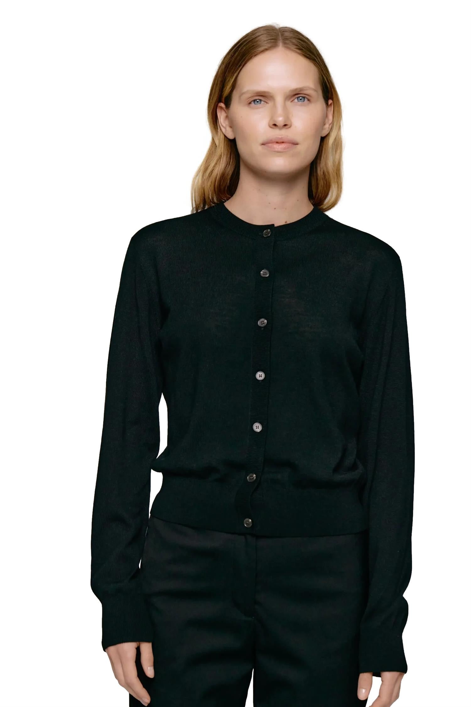 Julie Josephine Lilja Merino Cardigan Cardigan Sort - modostore.no