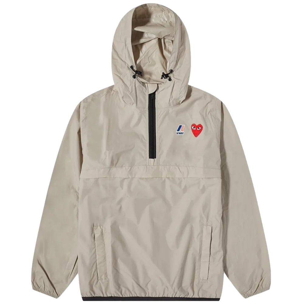 Comme des Garcons Play K-WAY Leon Half Zip Jakke Beige - modostore.no